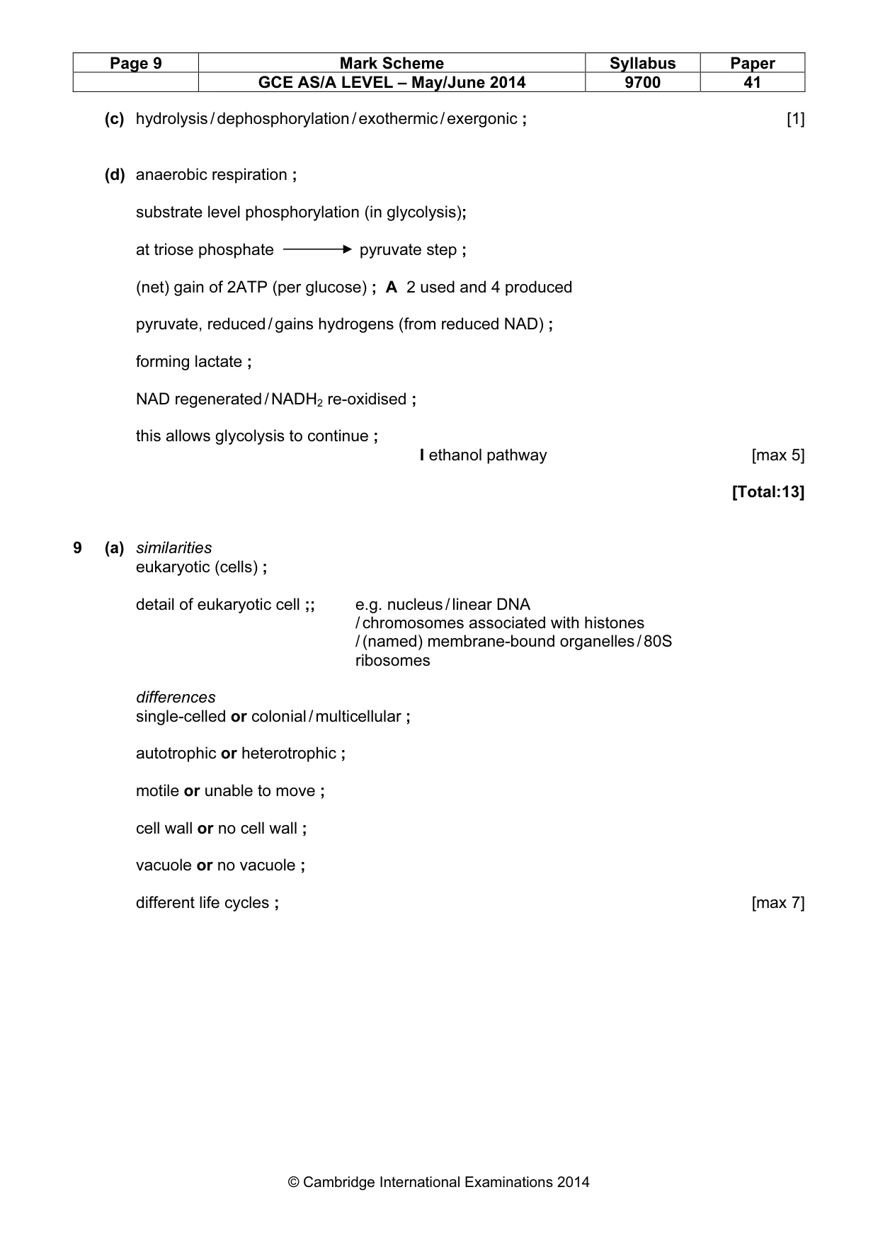 Mark scheme, page 9 of 11
