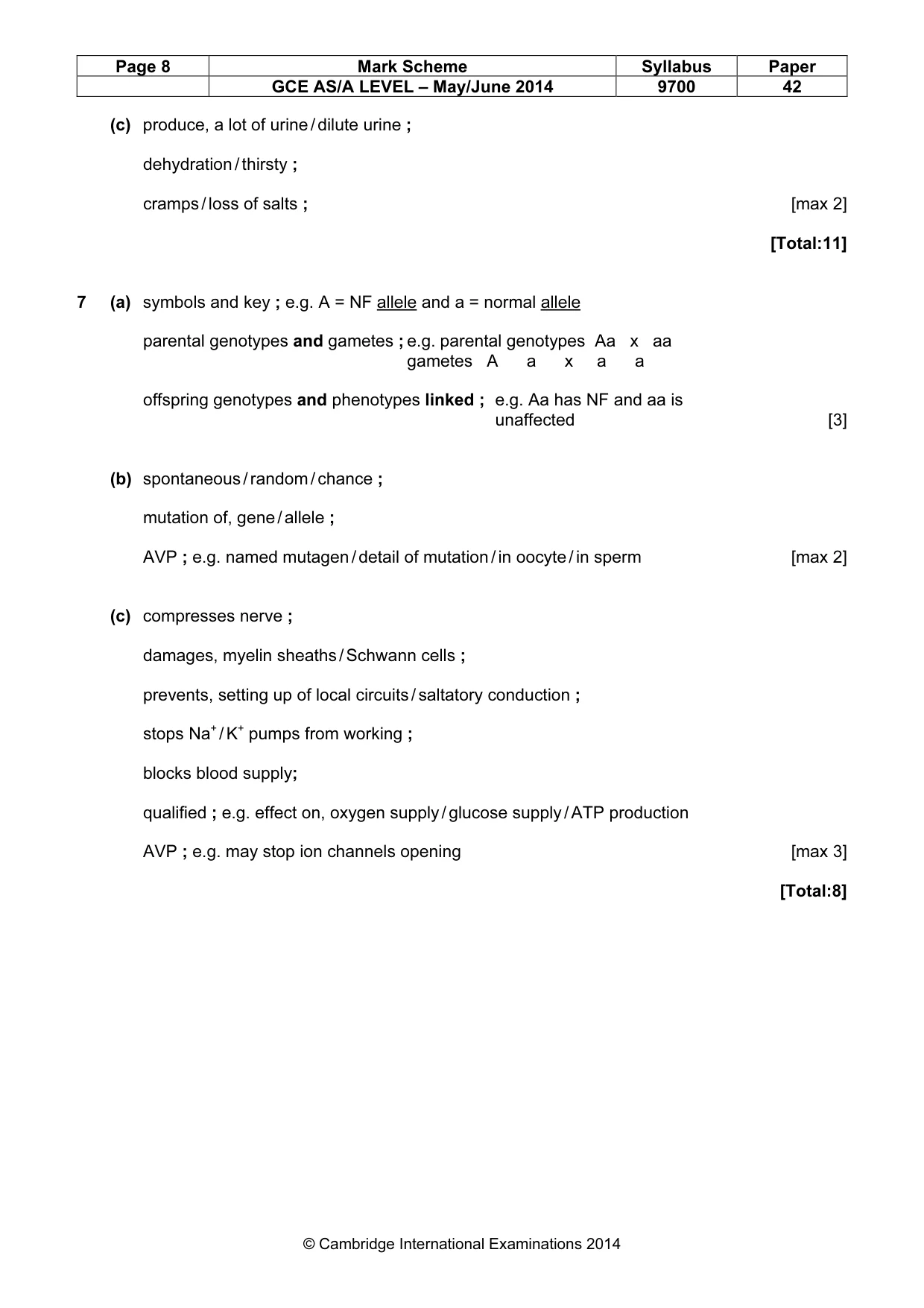 Mark scheme, page 8 of 11