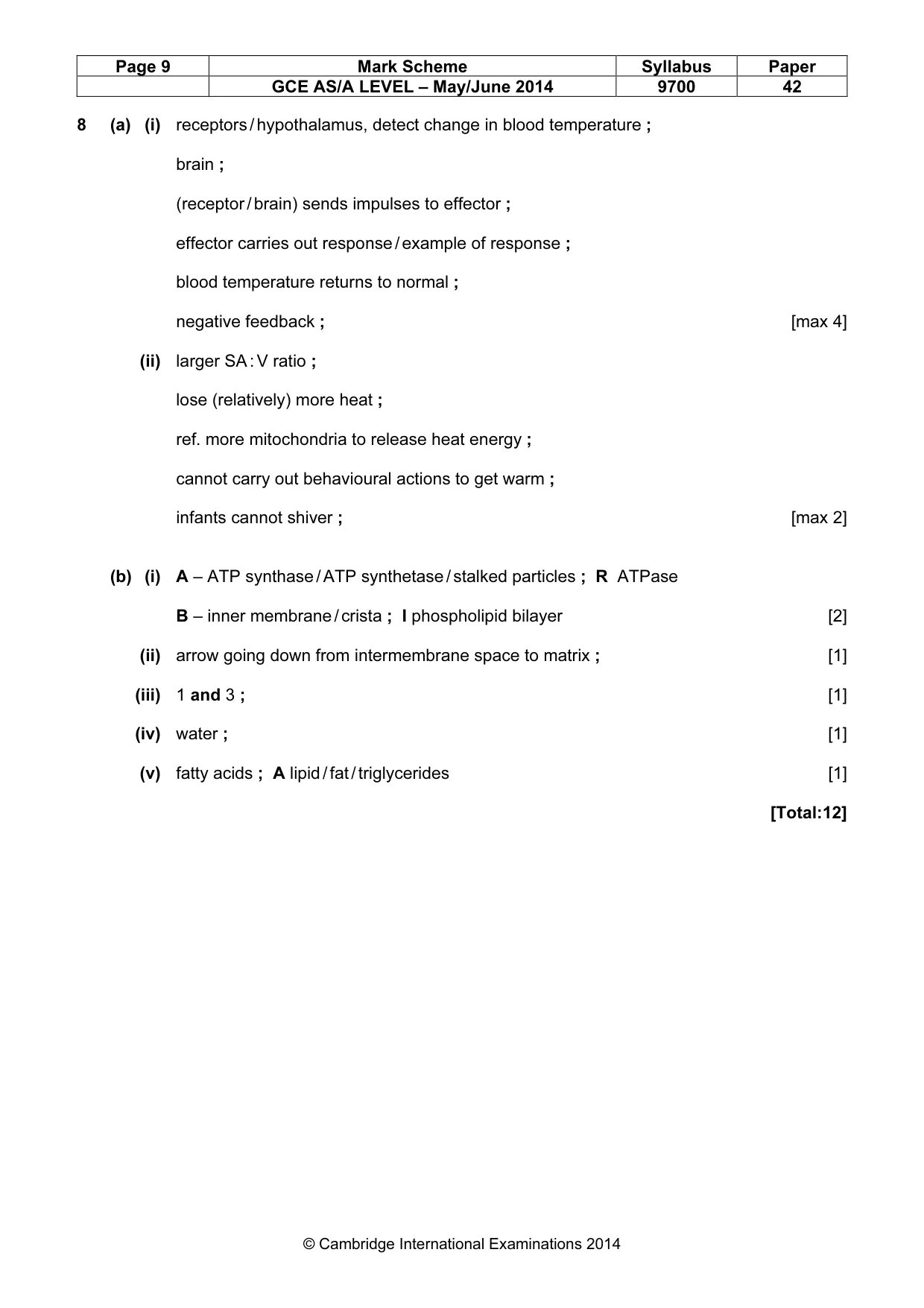Mark scheme, page 9 of 11