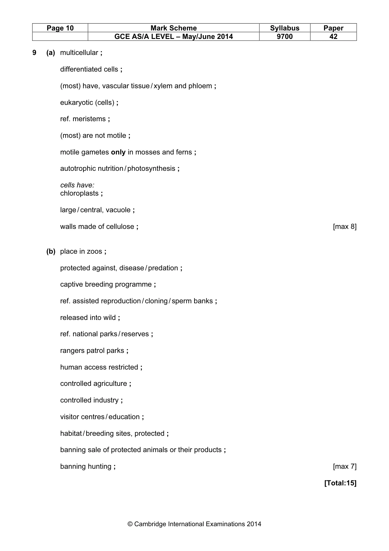 Mark scheme, page 10 of 11