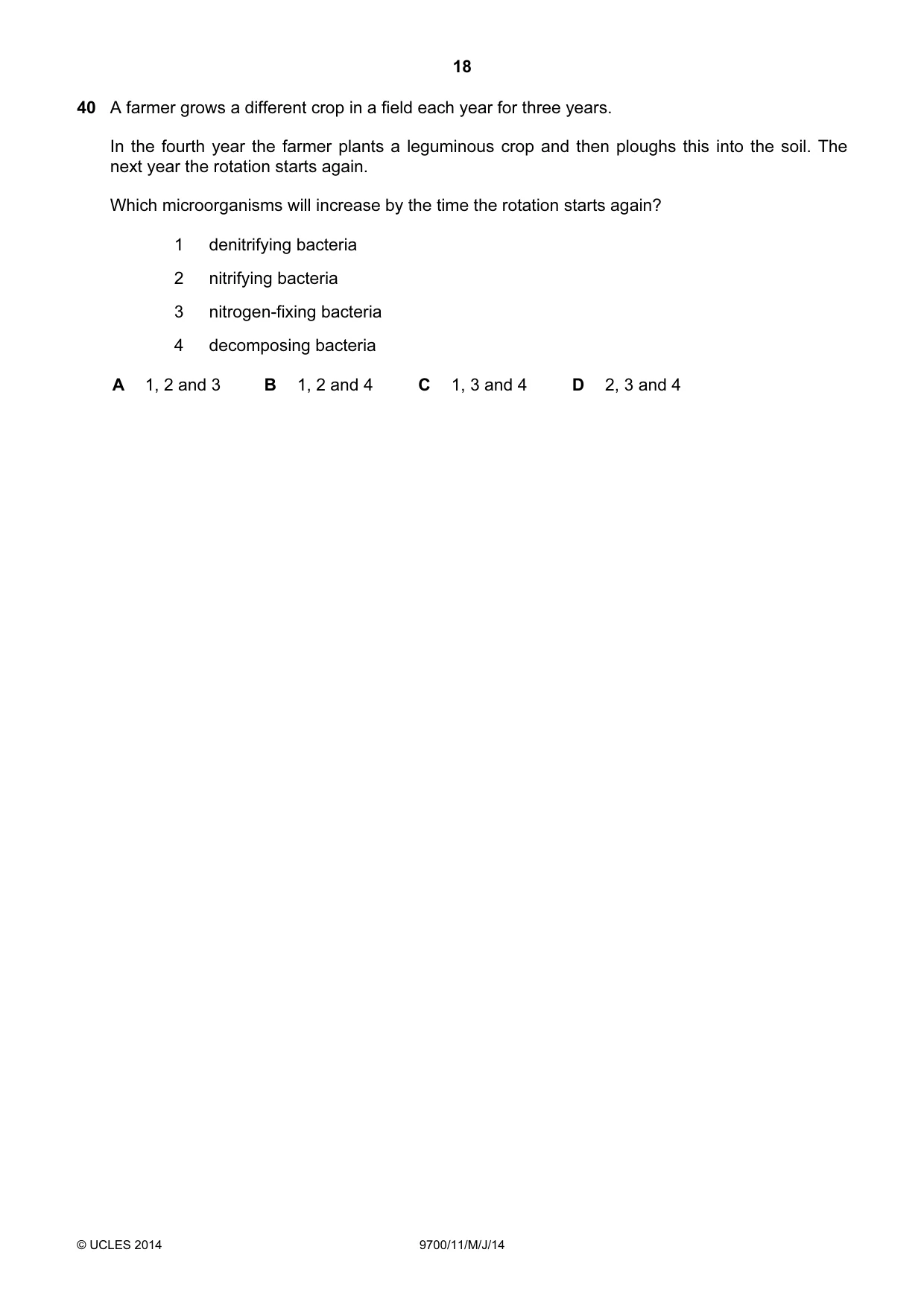 Cambridge A Level Biology 9700 2014 May/June Paper 1 · Variant 1 question paper, page 18 of 20