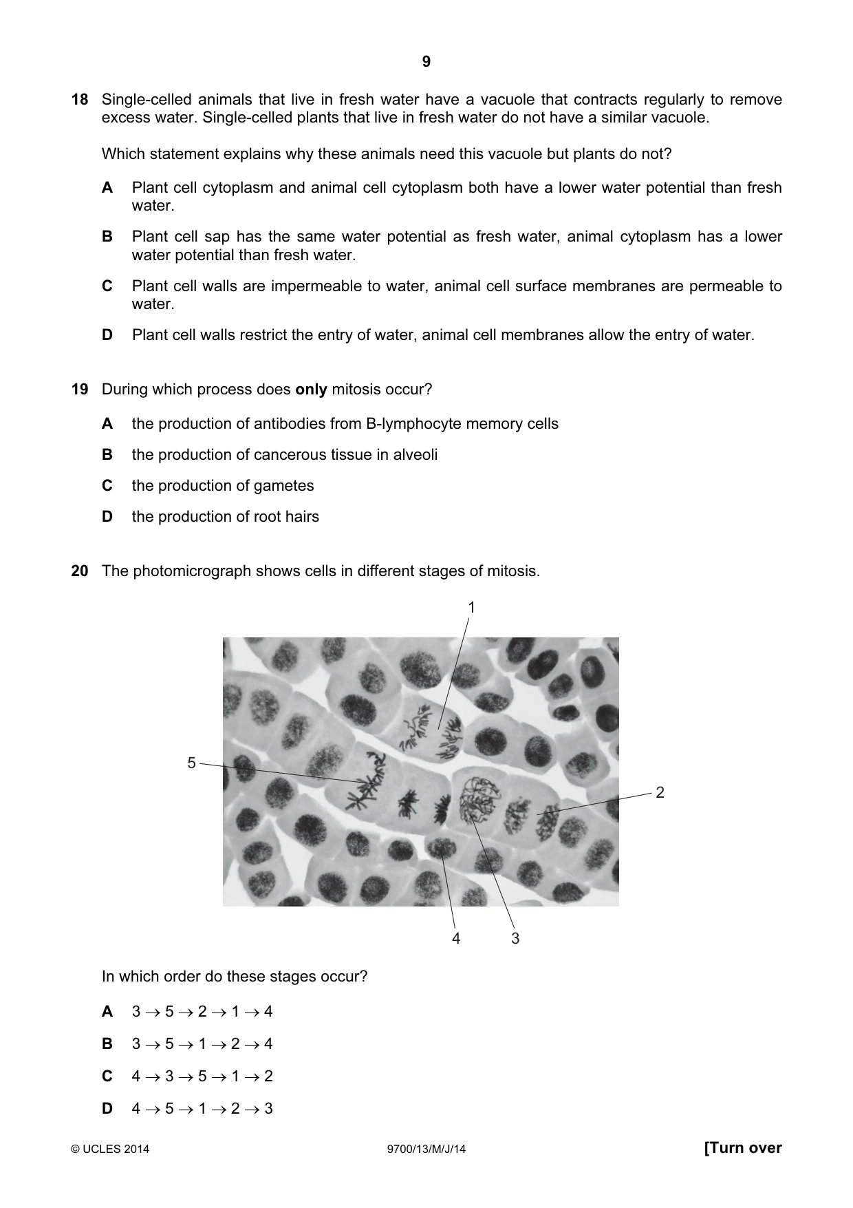 Cambridge A Level Biology 9700 2014 May/June Paper 1 · Variant 3 question paper, page 9 of 16