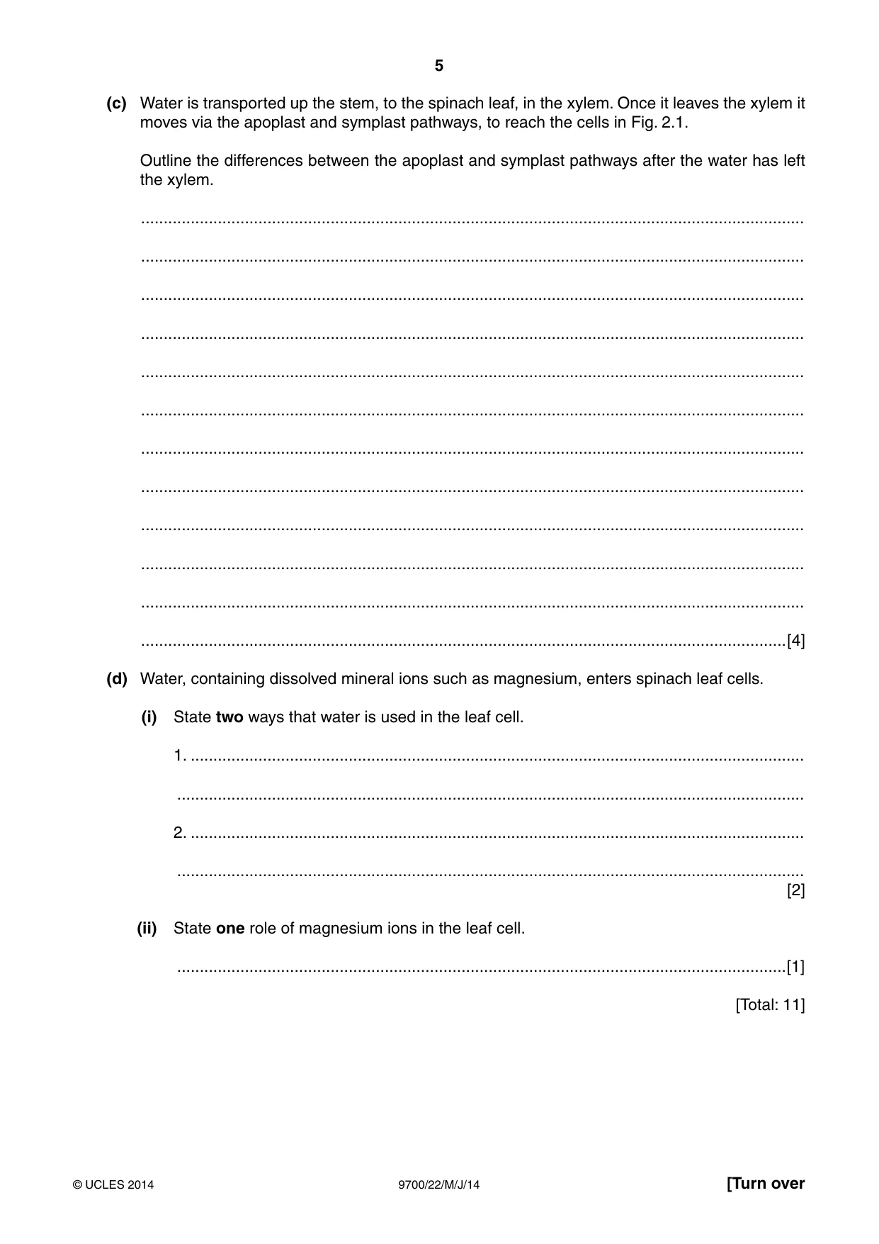 Cambridge A Level Biology 9700 2014 May/June Paper 2 · Variant 2 question paper, page 5 of 16