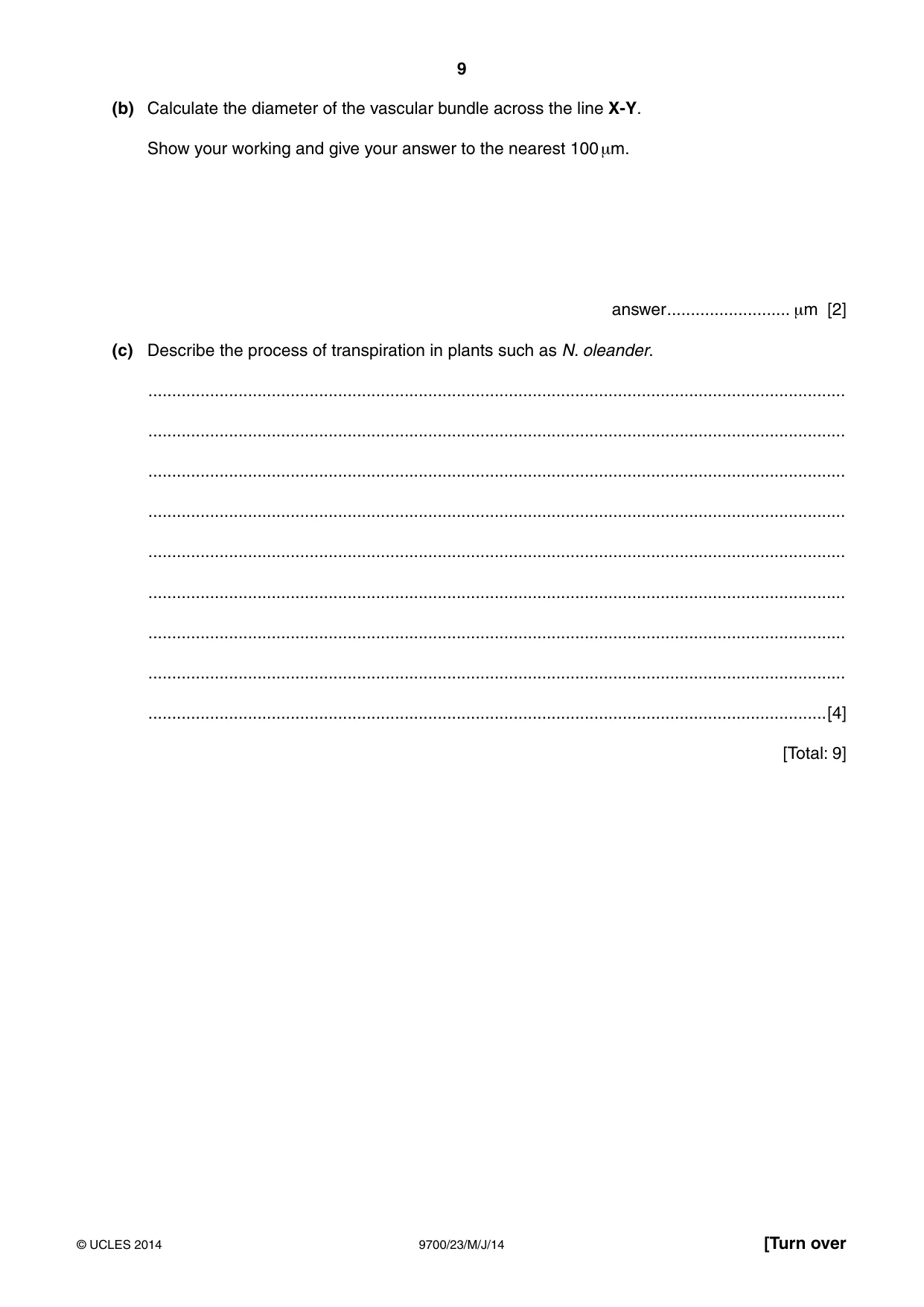 Cambridge A Level Biology 9700 2014 May/June Paper 2 · Variant 3 question paper, page 9 of 12