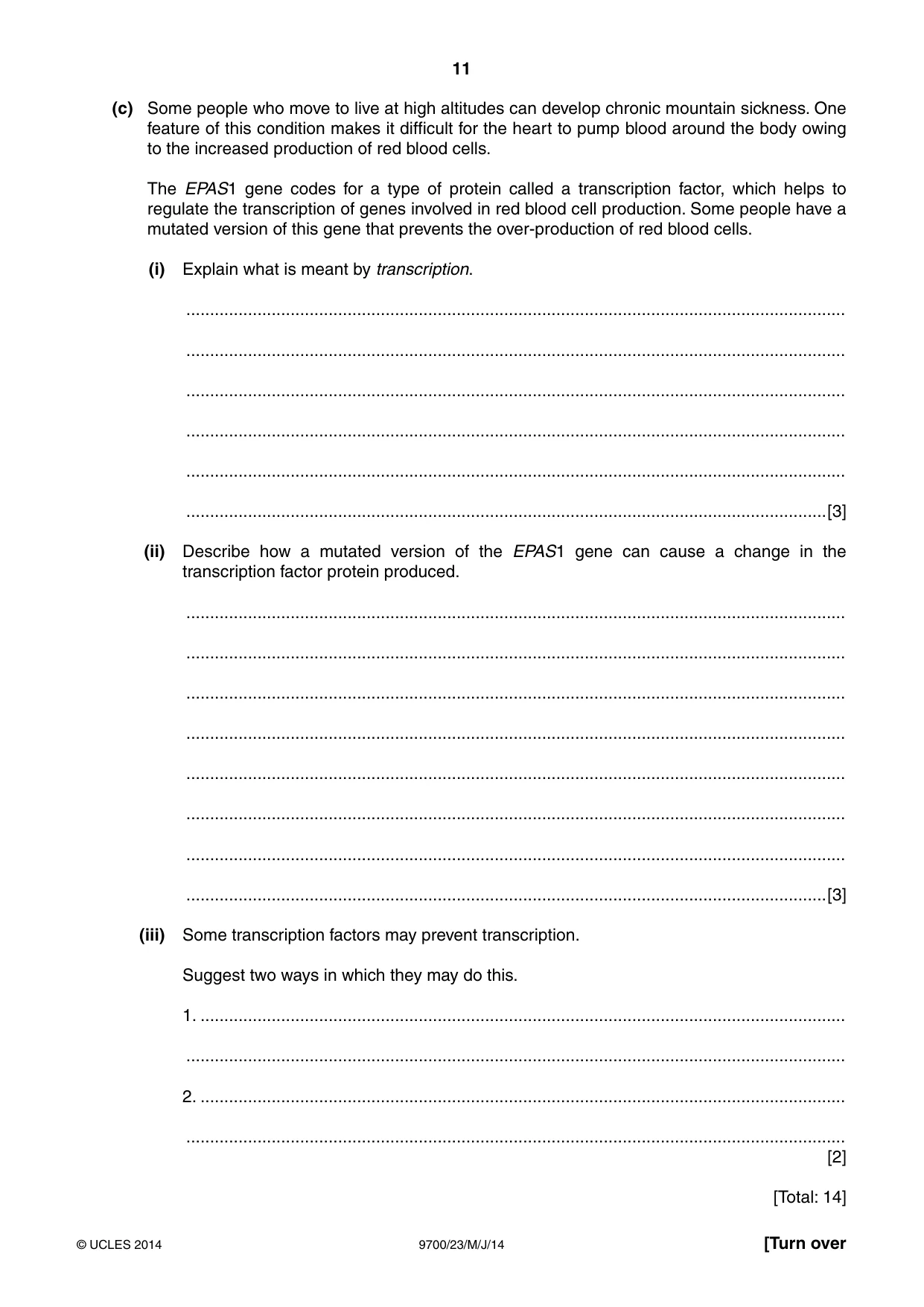Cambridge A Level Biology 9700 2014 May/June Paper 2 · Variant 3 question paper, page 11 of 12