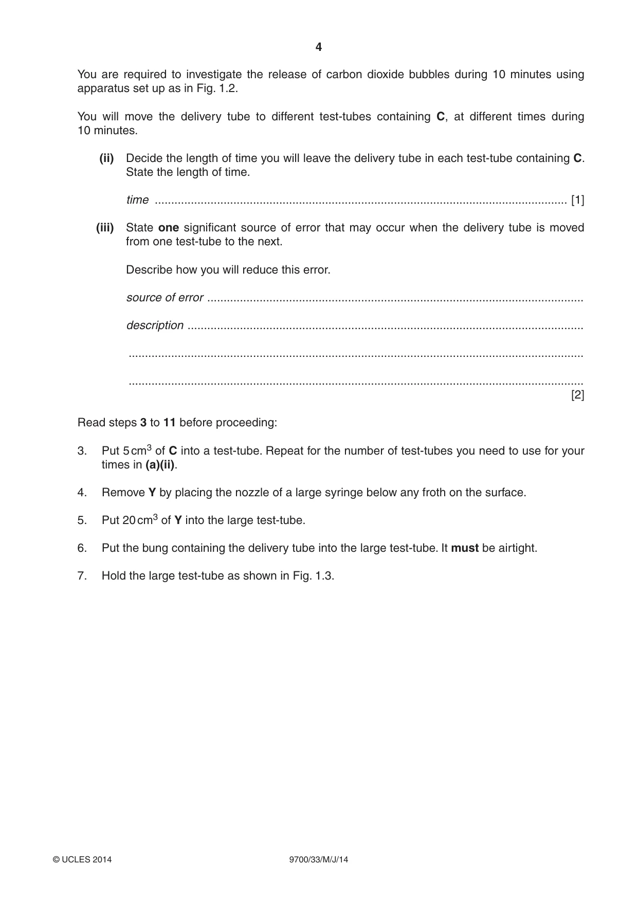 Cambridge A Level Biology 9700 2014 May/June Paper 3 · Variant 3 question paper, page 4 of 16