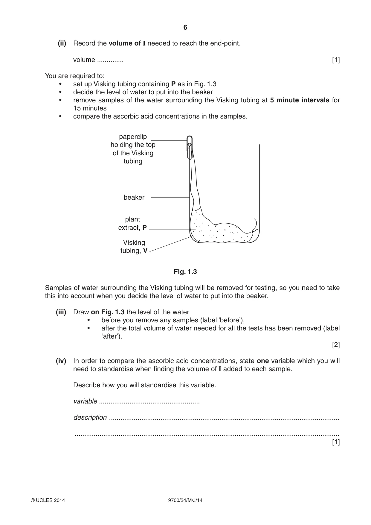 Cambridge A Level Biology 9700 2014 May/June Paper 3 · Variant 4 question paper, page 6 of 16