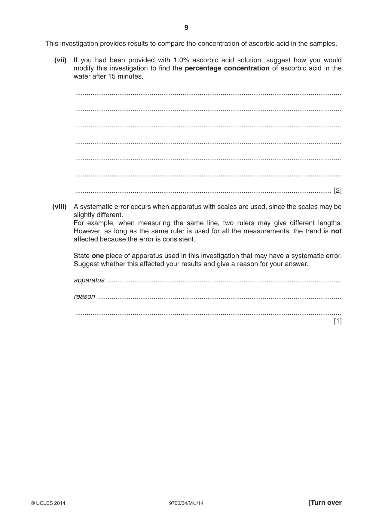 Cambridge A Level Biology 9700 2014 May/June Paper 3 · Variant 4 question paper, page 9 of 16