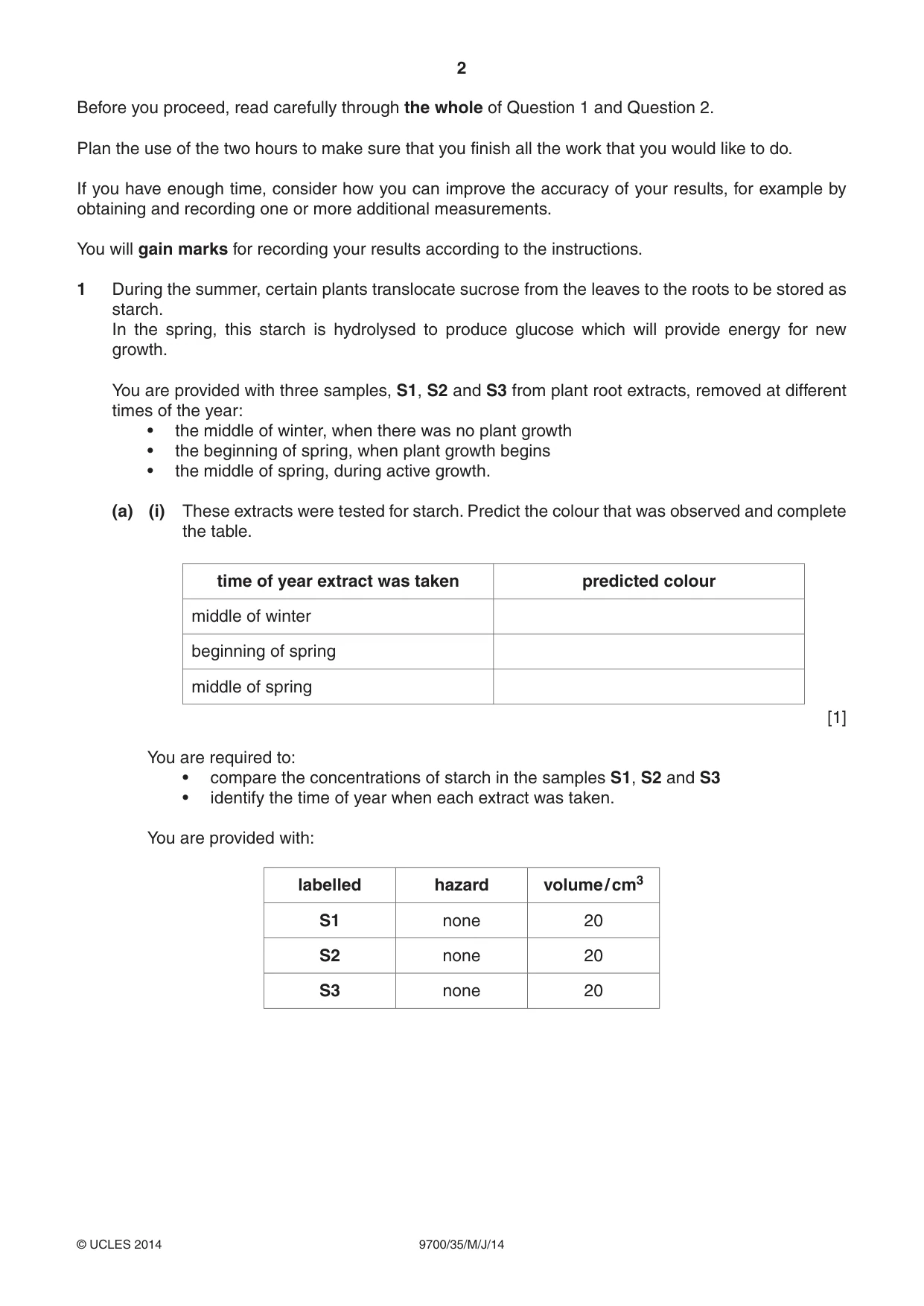 Cambridge A Level Biology 9700 2014 May/June Paper 3 · Variant 5 question paper, page 2 of 12
