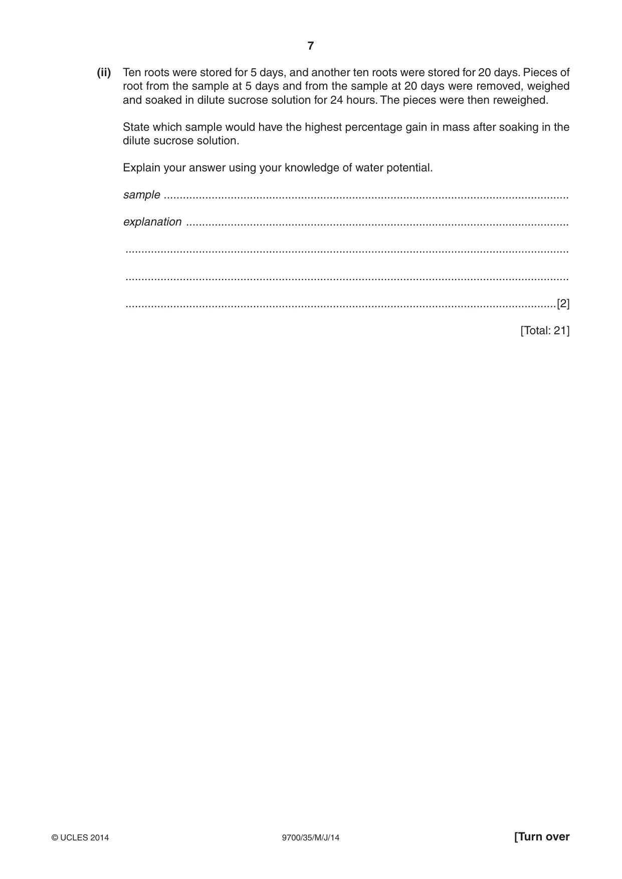 Cambridge A Level Biology 9700 2014 May/June Paper 3 · Variant 5 question paper, page 7 of 12