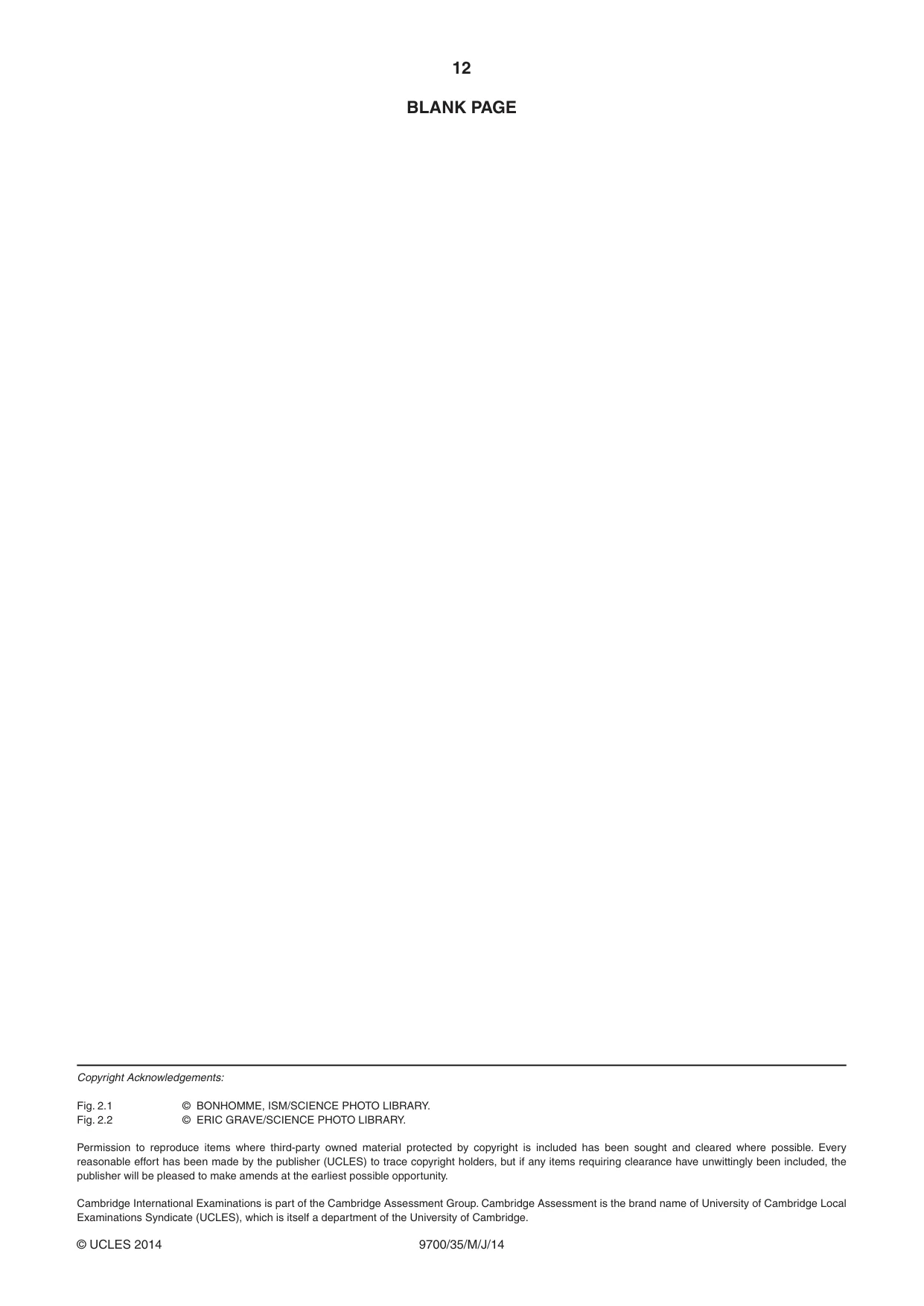 Cambridge A Level Biology 9700 2014 May/June Paper 3 · Variant 5 question paper, page 12 of 12