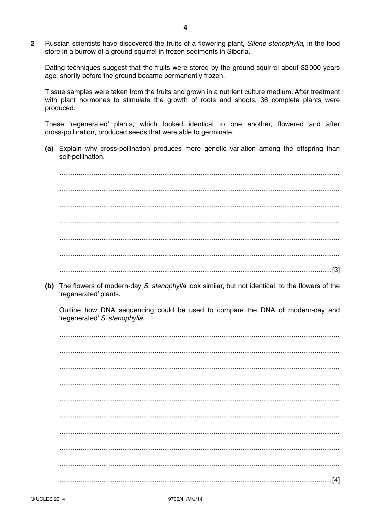 Cambridge A Level Biology 9700 2014 May/June Paper 4 · Variant 1 question paper, page 4 of 24