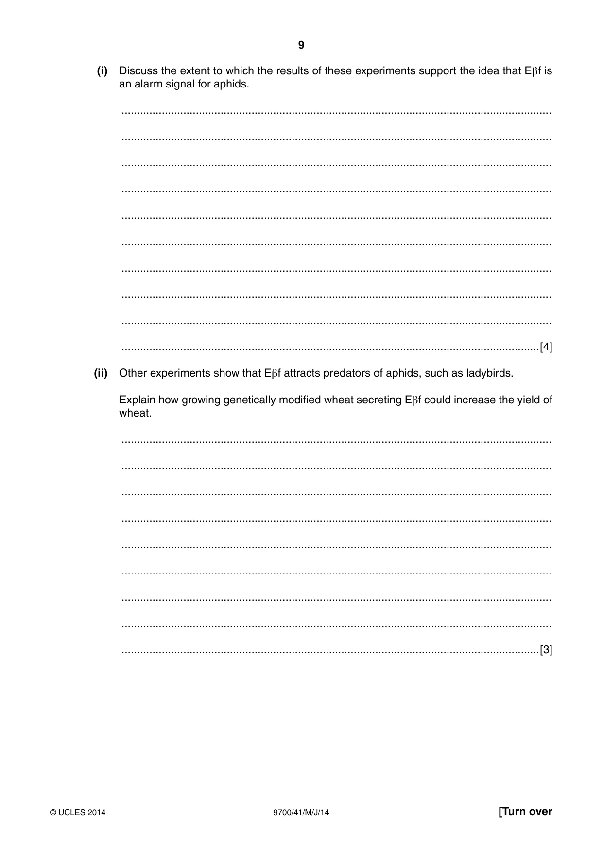 Cambridge A Level Biology 9700 2014 May/June Paper 4 · Variant 1 question paper, page 9 of 24
