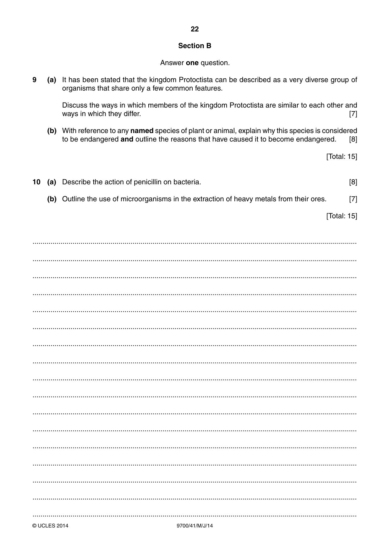 Cambridge A Level Biology 9700 2014 May/June Paper 4 · Variant 1 question paper, page 22 of 24