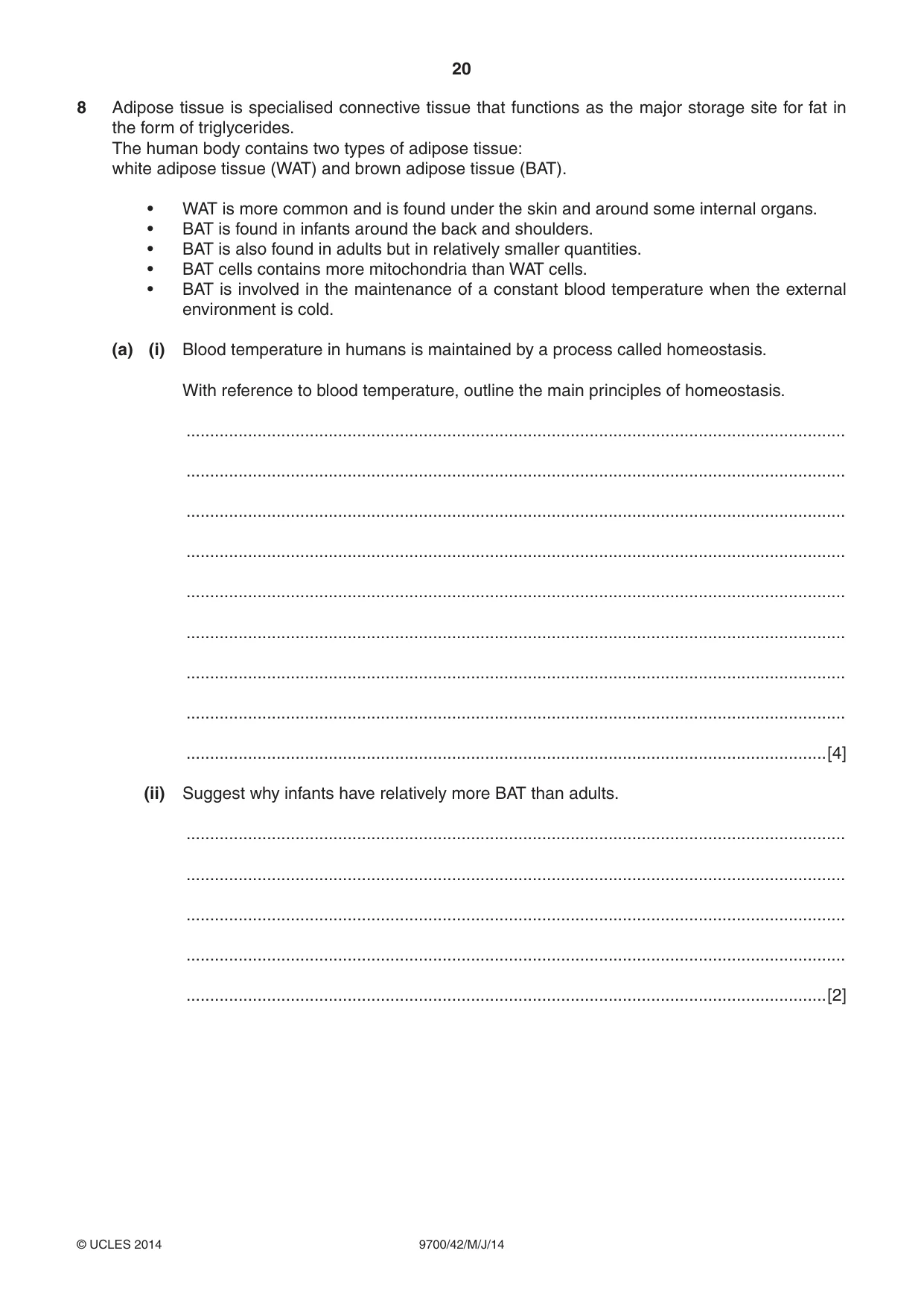 Cambridge A Level Biology 9700 2014 May/June Paper 4 · Variant 2 question paper, page 20 of 24