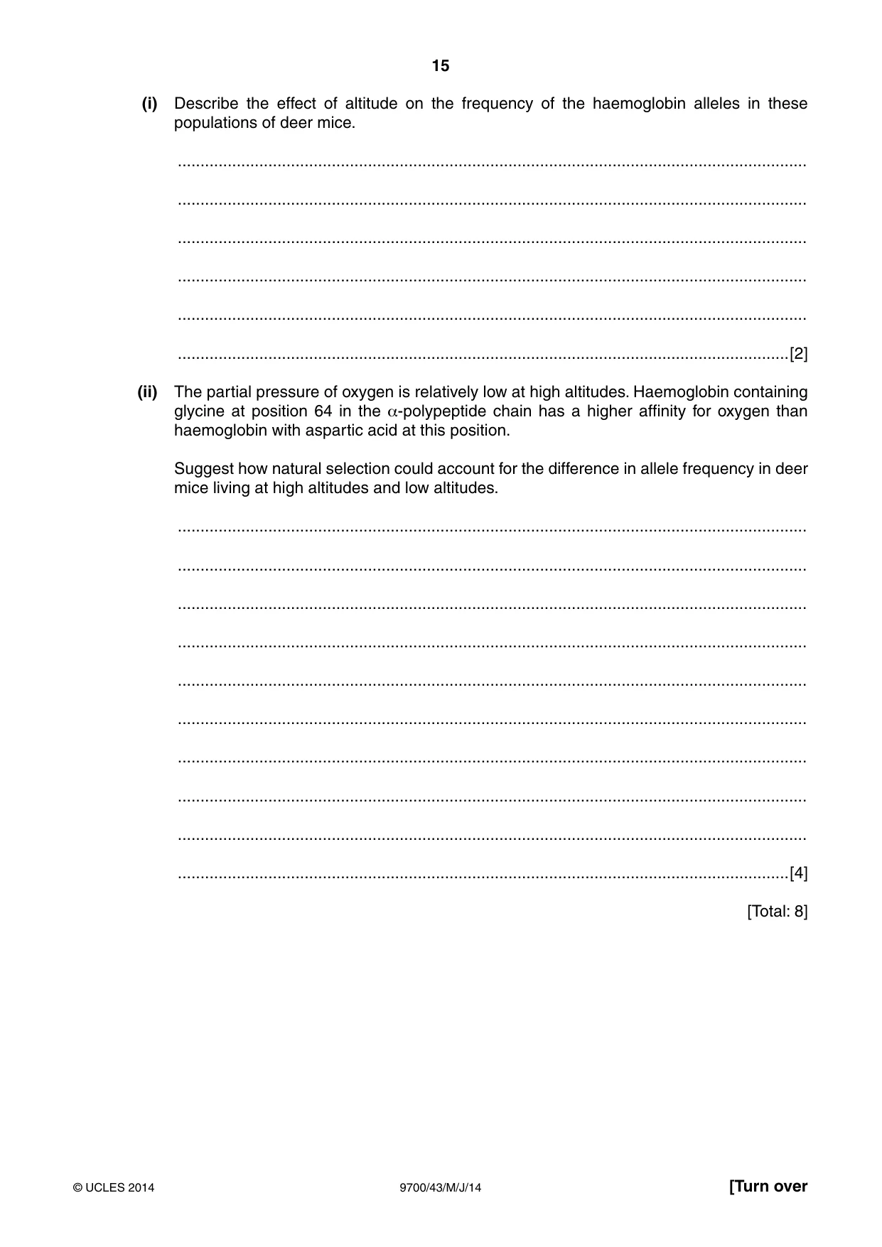 Cambridge A Level Biology 9700 2014 May/June Paper 4 · Variant 3 question paper, page 15 of 24