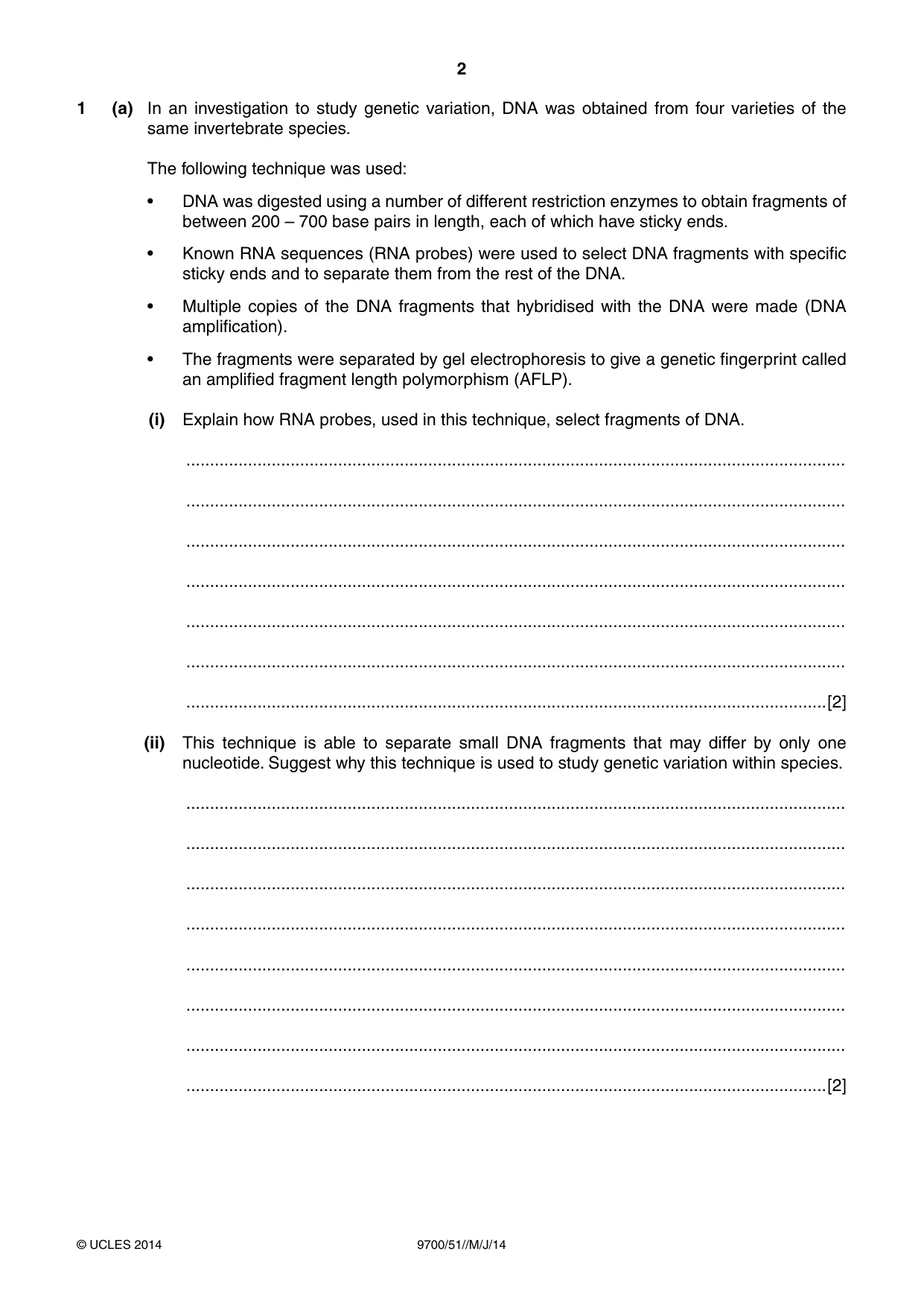Cambridge A Level Biology 9700 2014 May/June Paper 5 · Variant 1 question paper, page 2 of 8