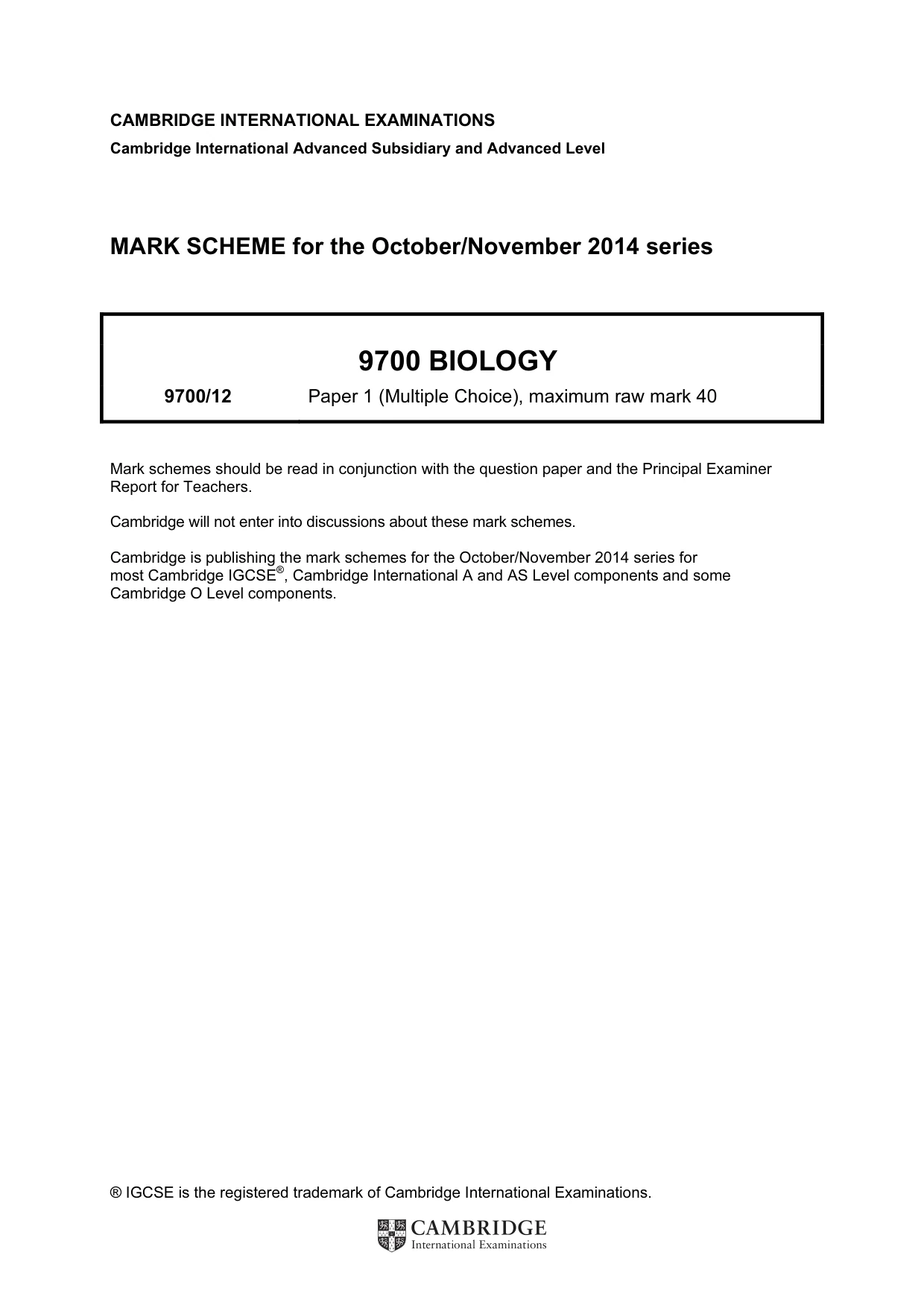 Mark scheme, page 1 of 2