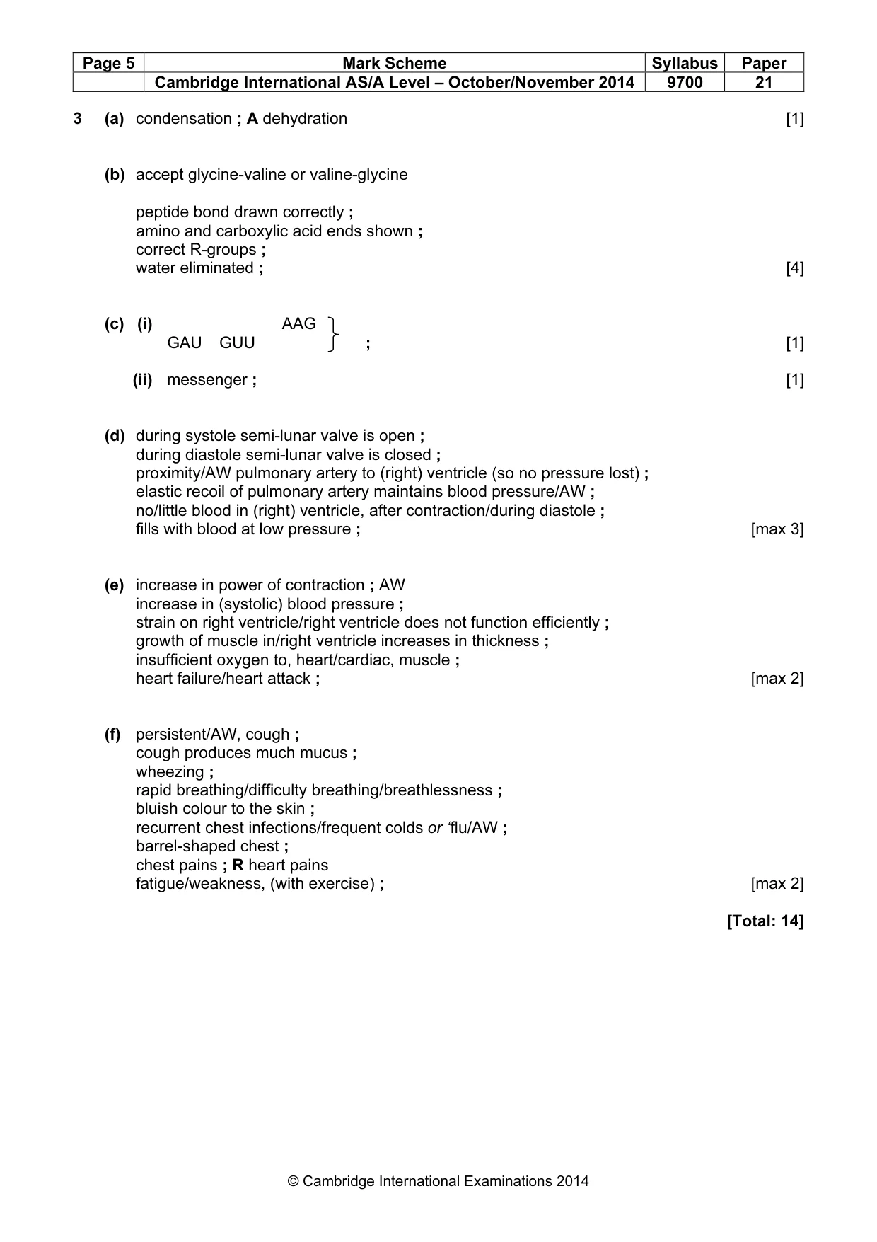 Mark scheme, page 5 of 7