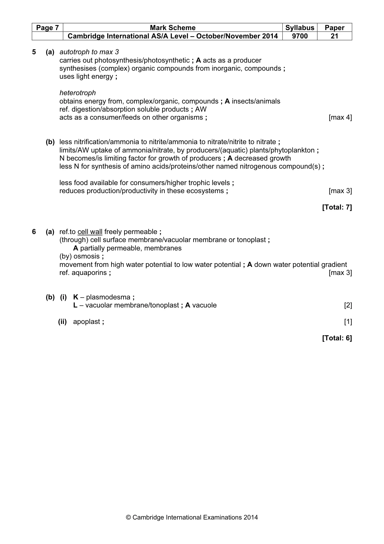 Mark scheme, page 7 of 7