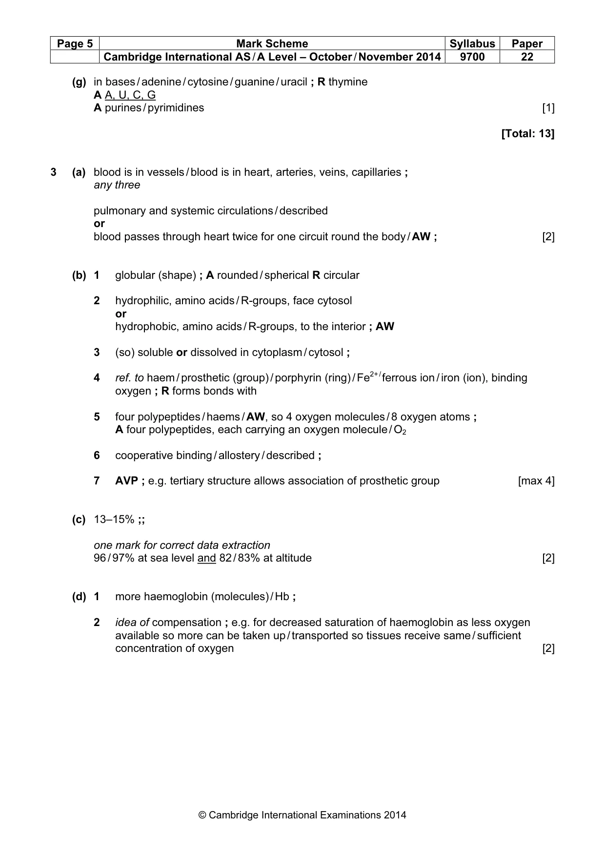 Mark scheme, page 5 of 11