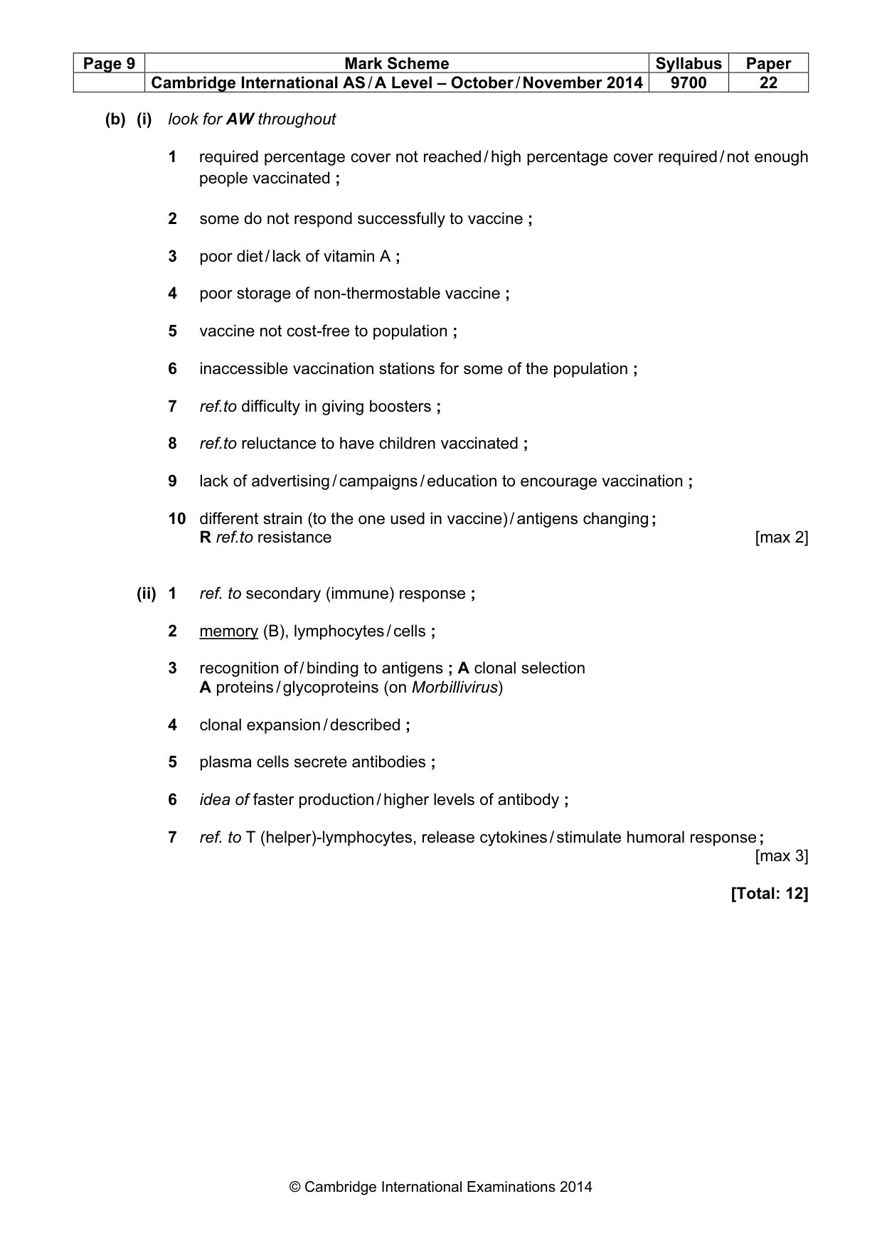 Mark scheme, page 9 of 11