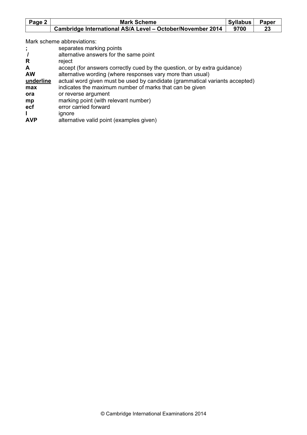 Mark scheme, page 2 of 9