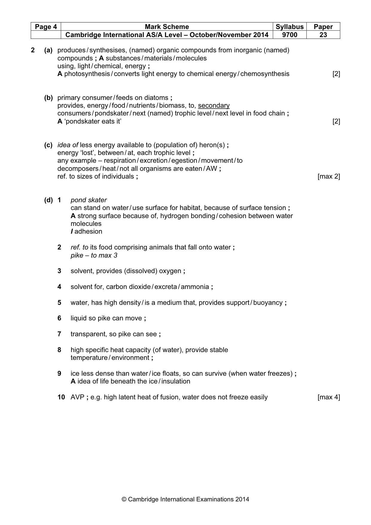Mark scheme, page 4 of 9
