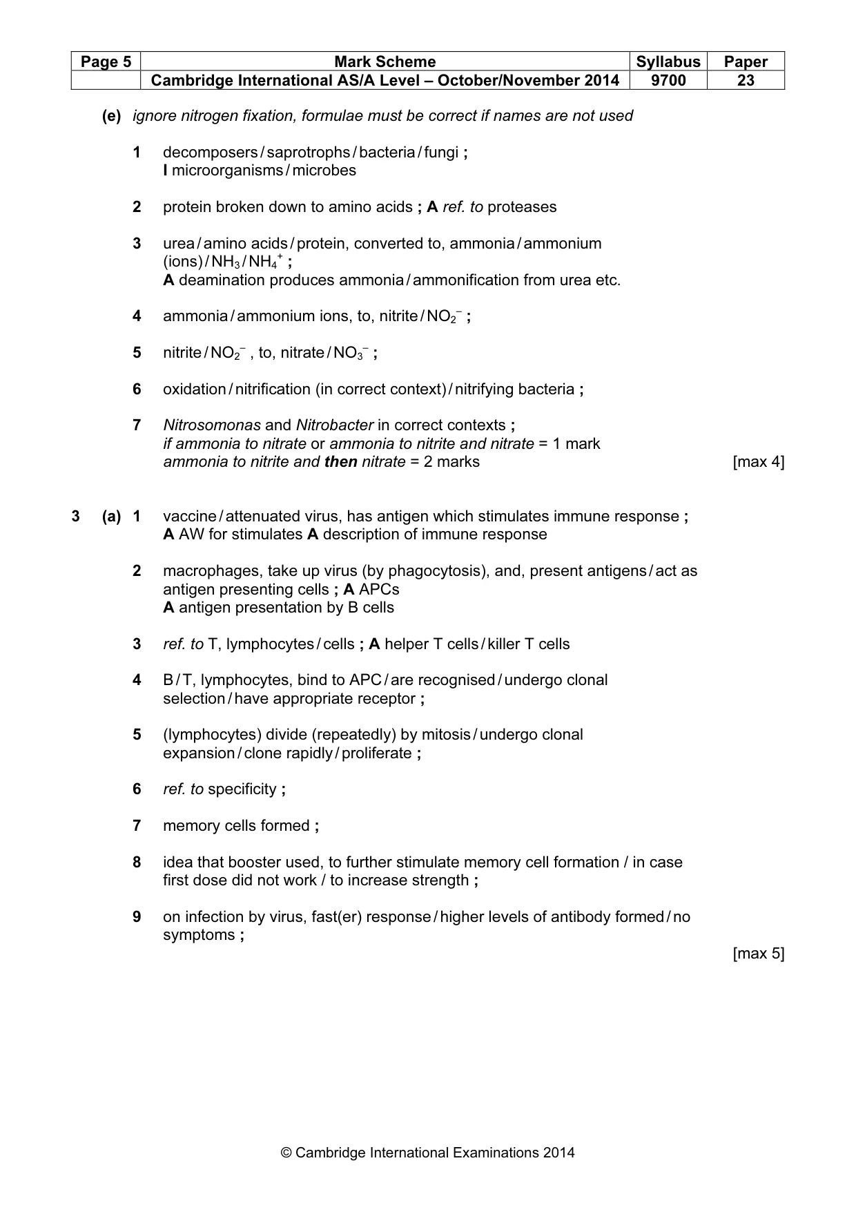 Mark scheme, page 5 of 9