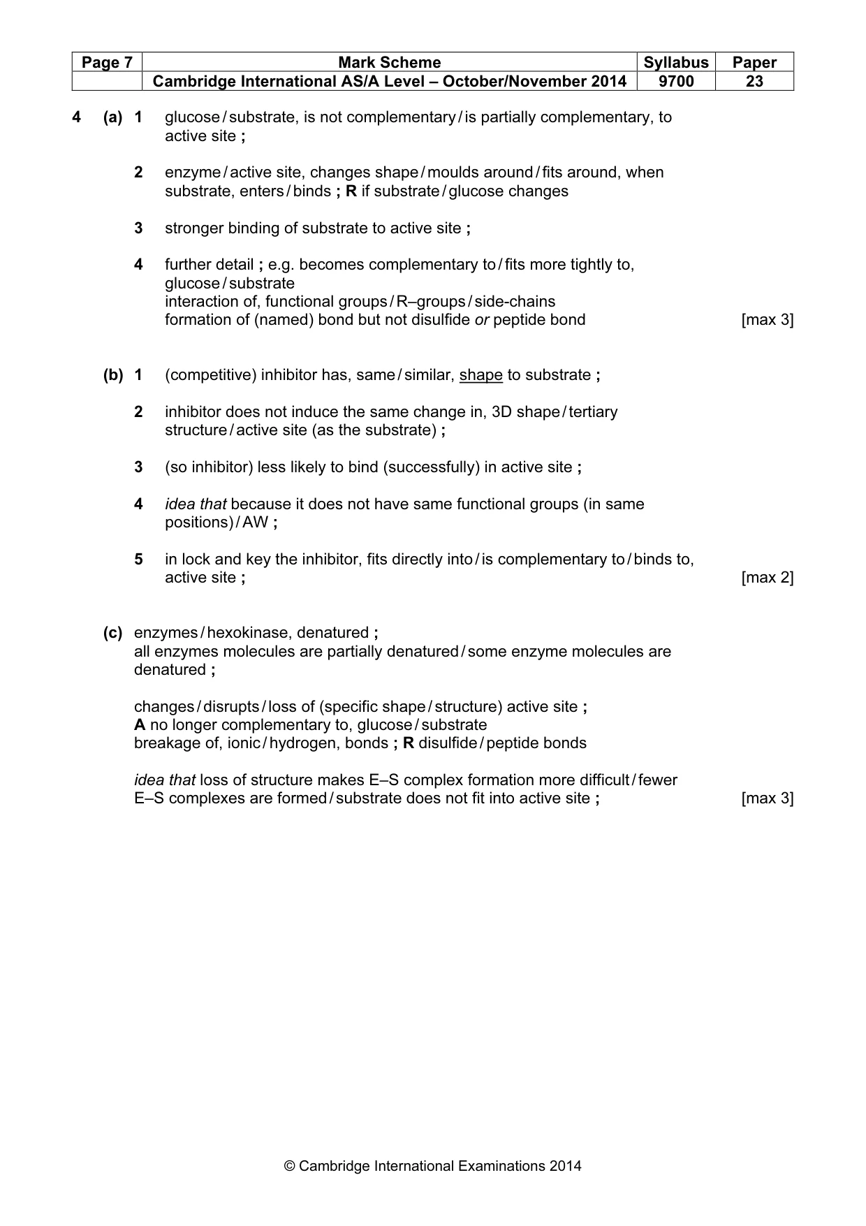 Mark scheme, page 7 of 9