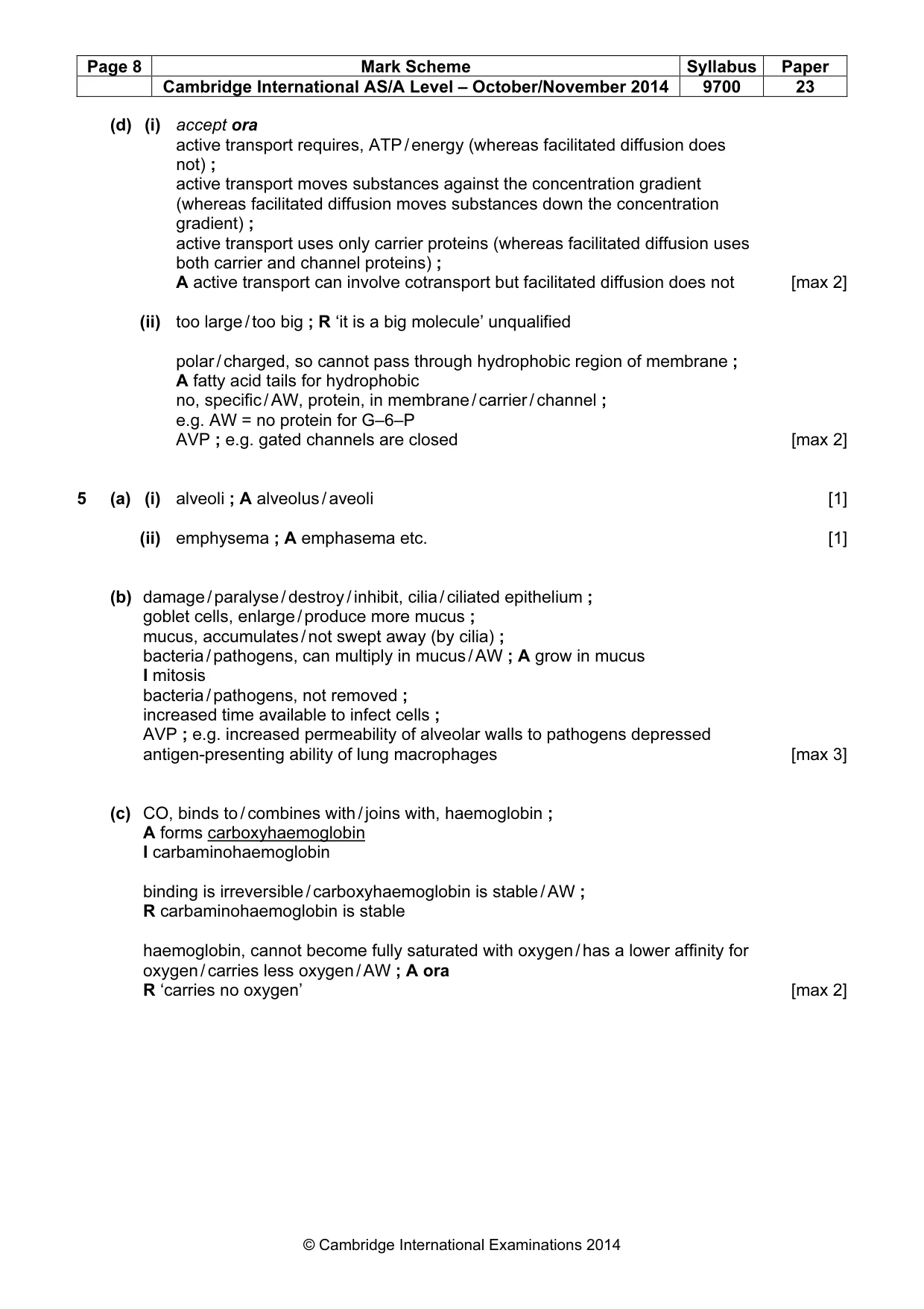 Mark scheme, page 8 of 9