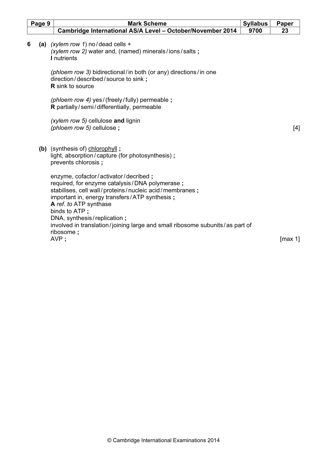 Mark scheme, page 9 of 9
