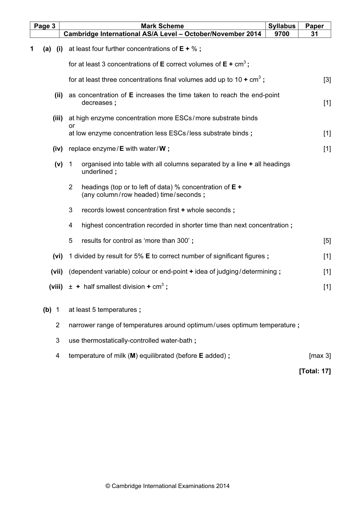 Mark scheme, page 3 of 5