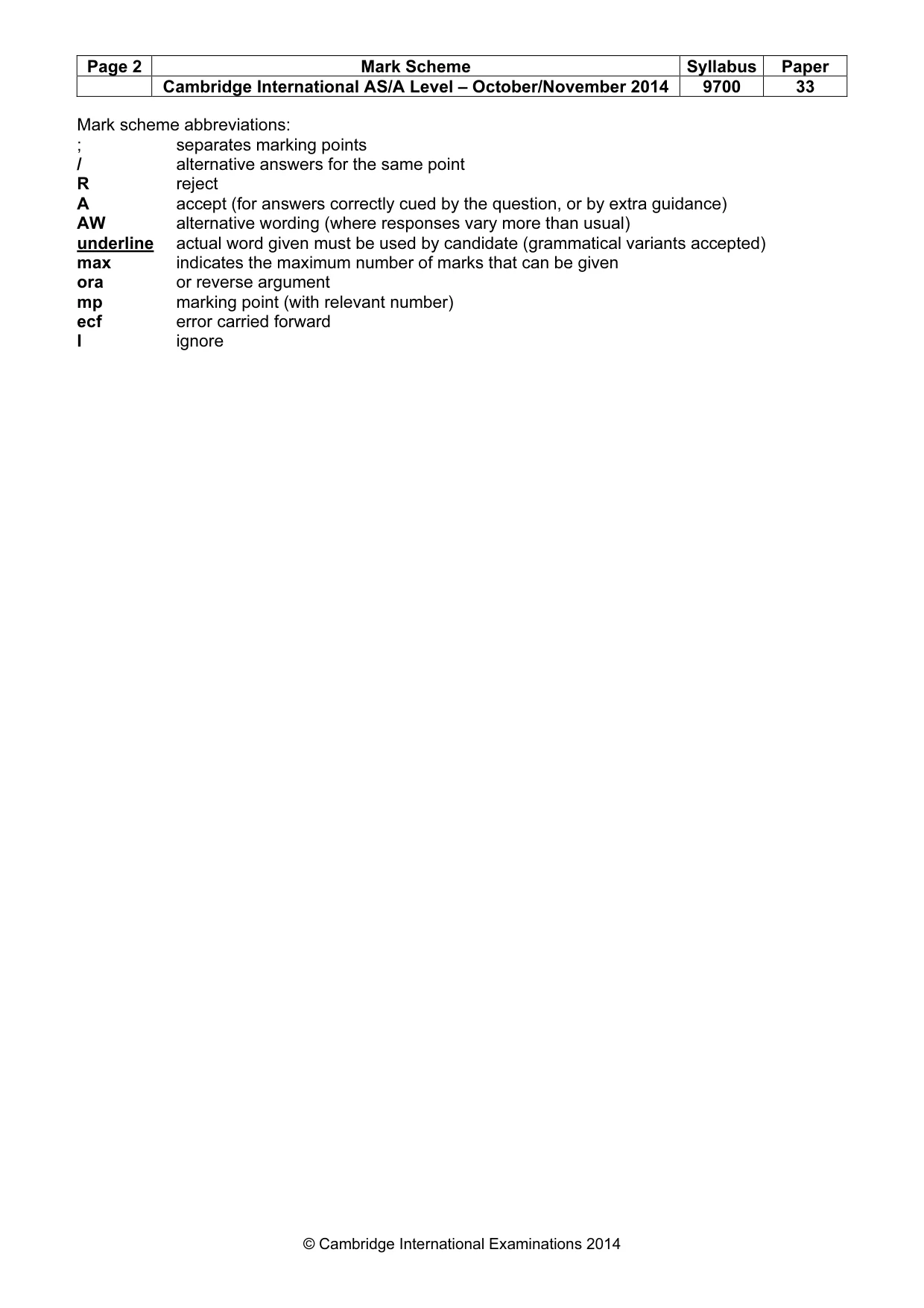 Mark scheme, page 2 of 4