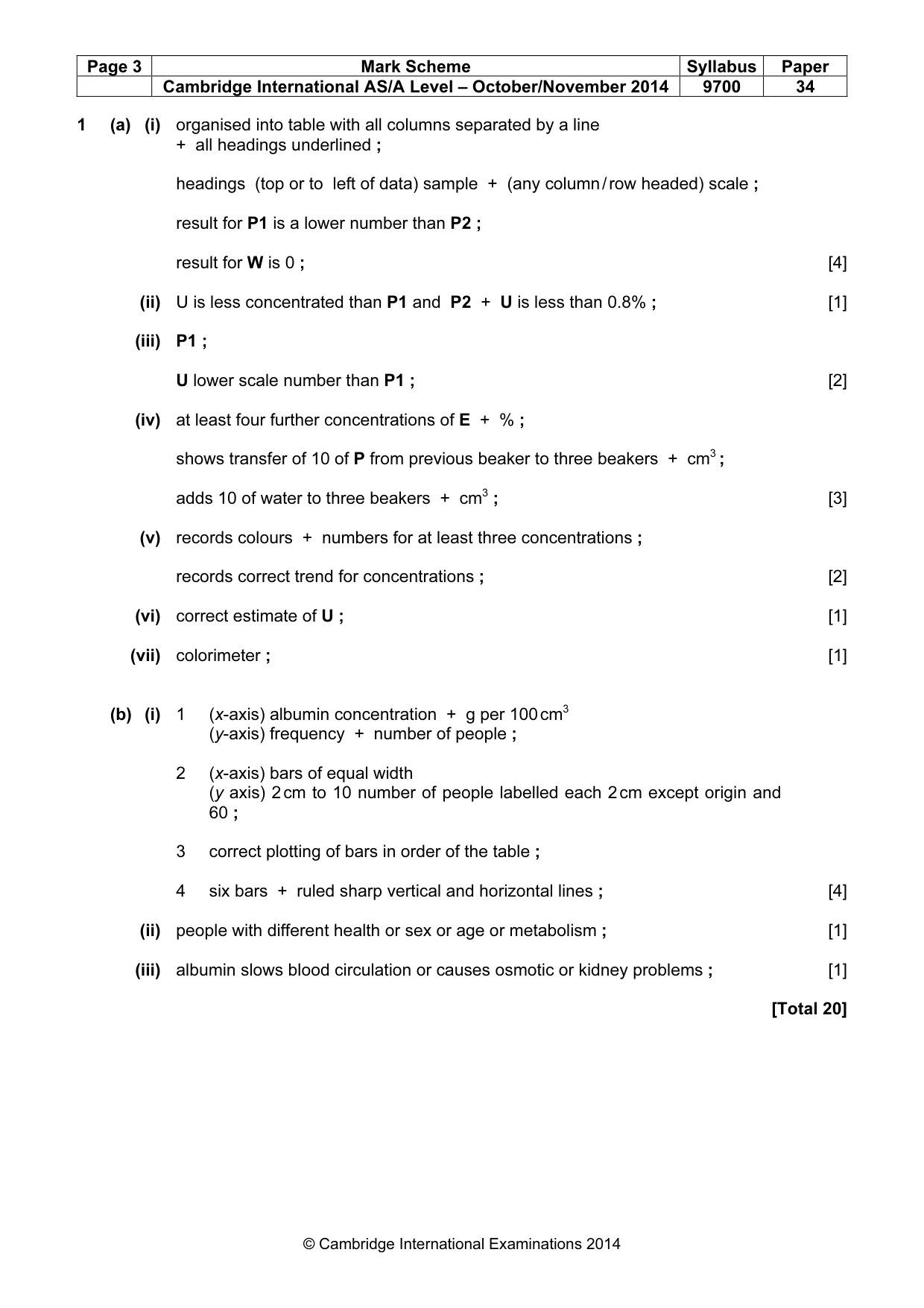 Mark scheme, page 3 of 5
