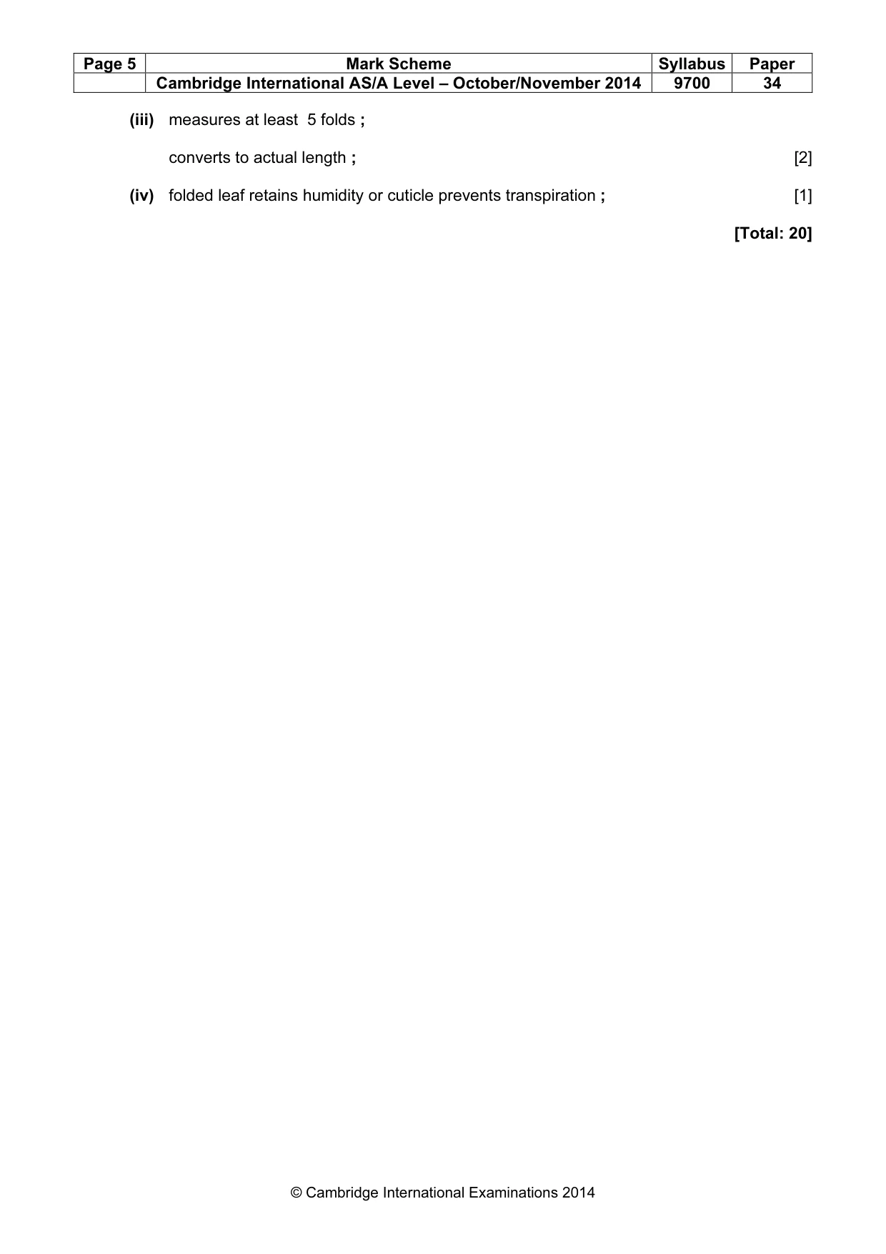 Mark scheme, page 5 of 5