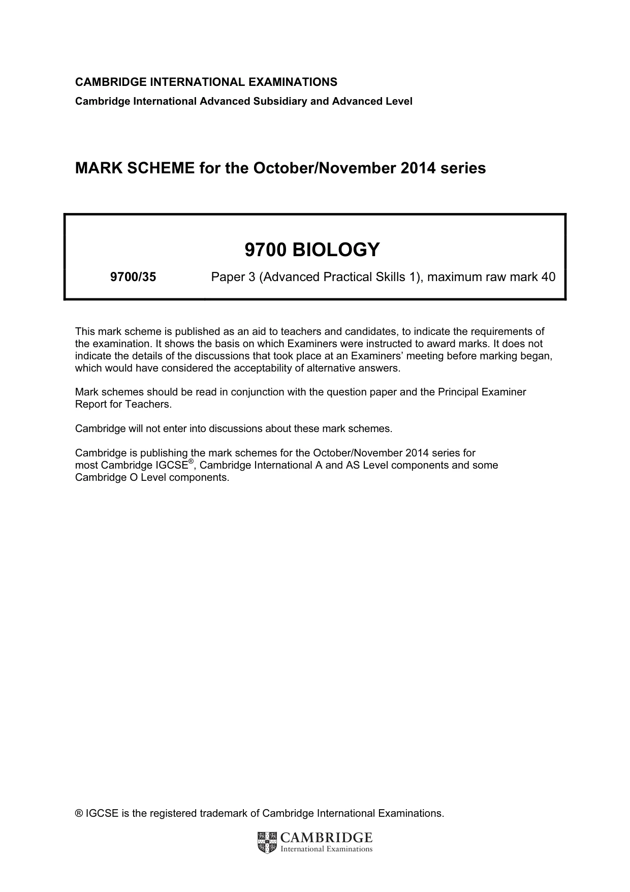 Mark scheme, page 1 of 5