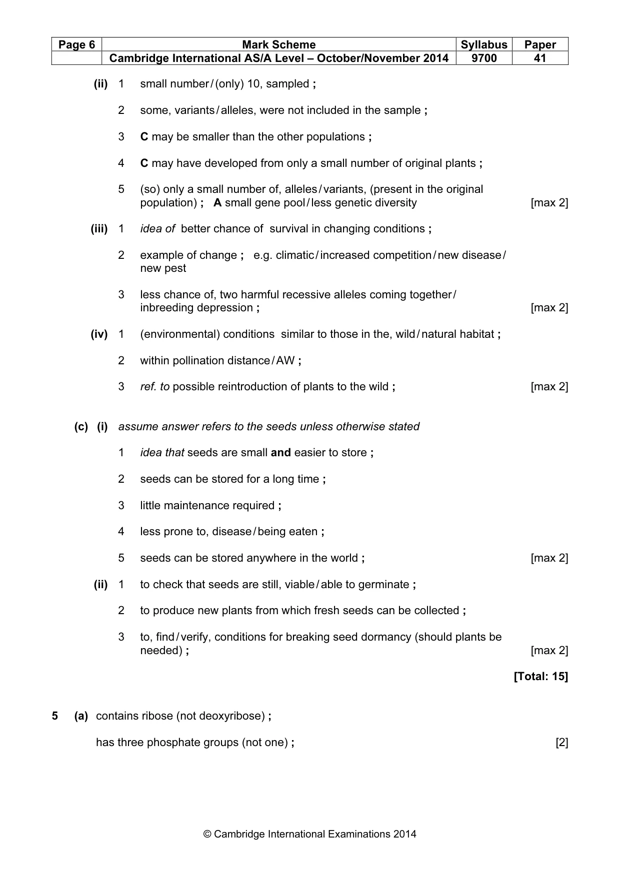 Mark scheme, page 6 of 11