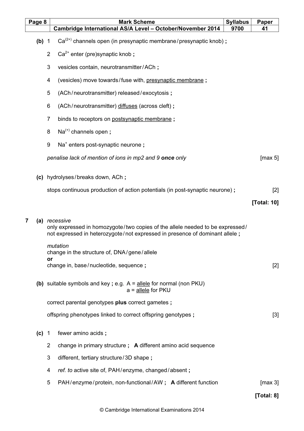 Mark scheme, page 8 of 11