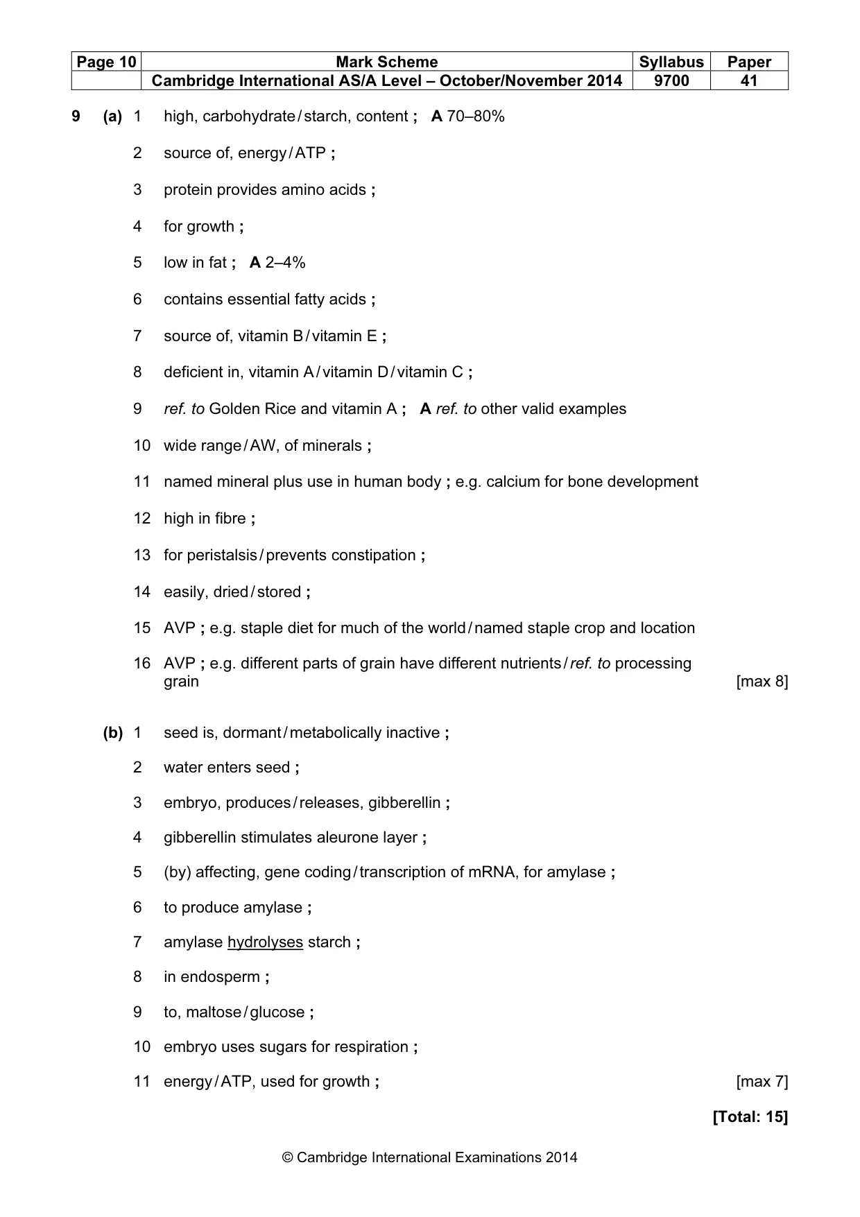 Mark scheme, page 10 of 11