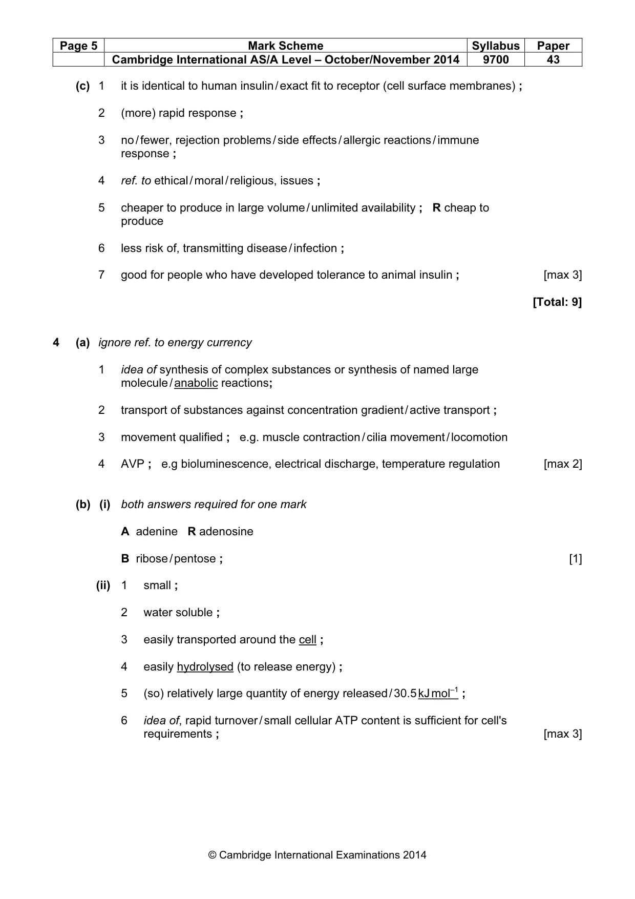 Mark scheme, page 5 of 11
