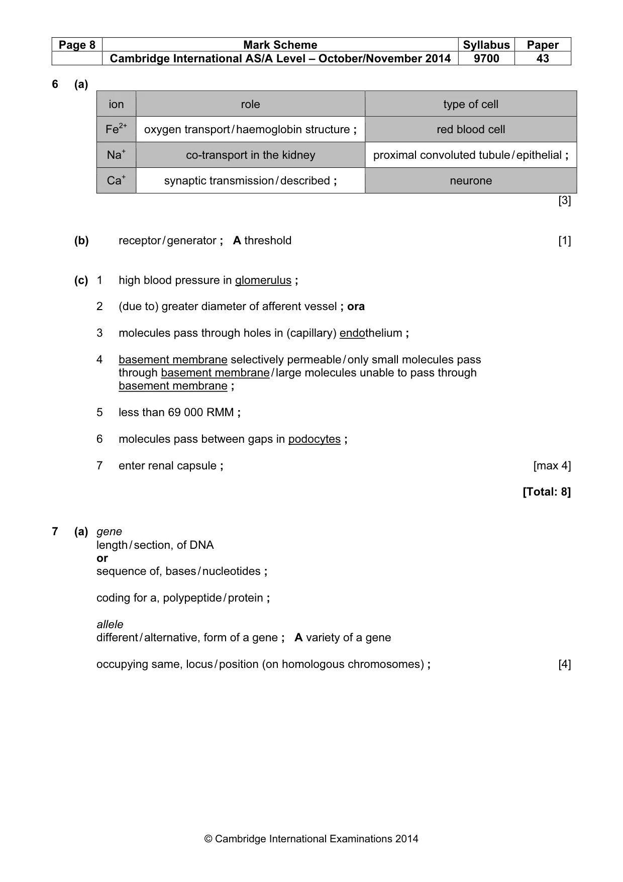 Mark scheme, page 8 of 11