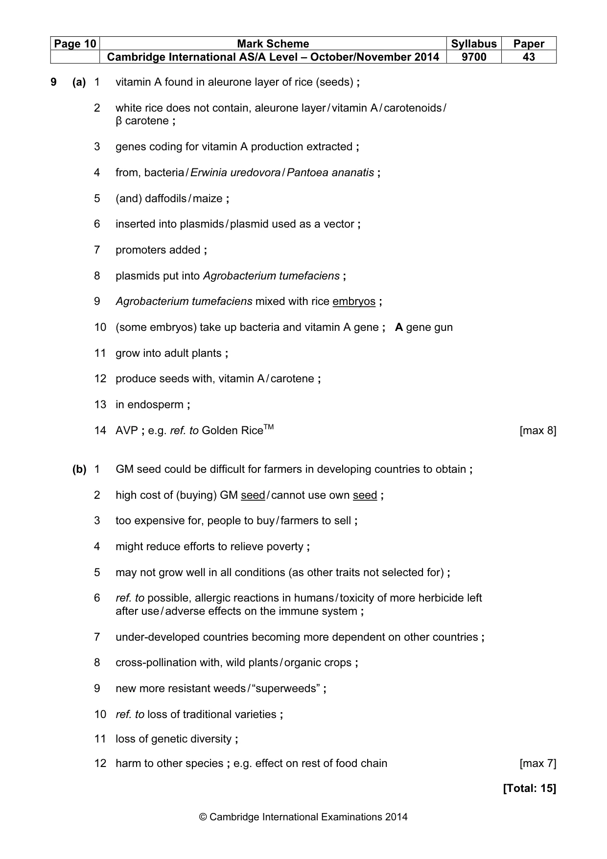 Mark scheme, page 10 of 11