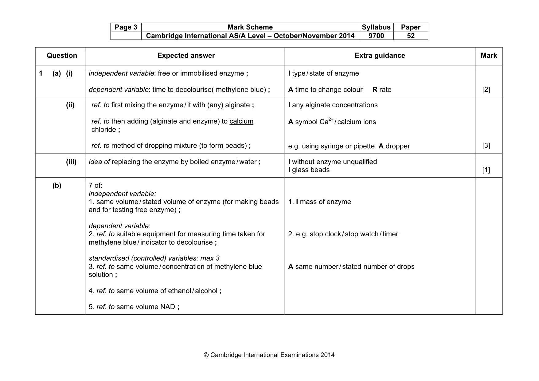 Mark scheme, page 3 of 8