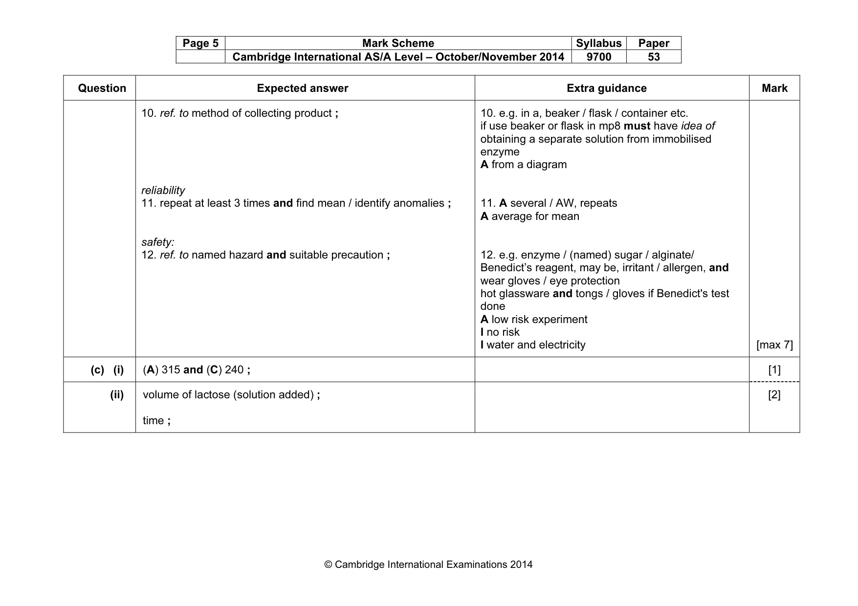 Mark scheme, page 5 of 9
