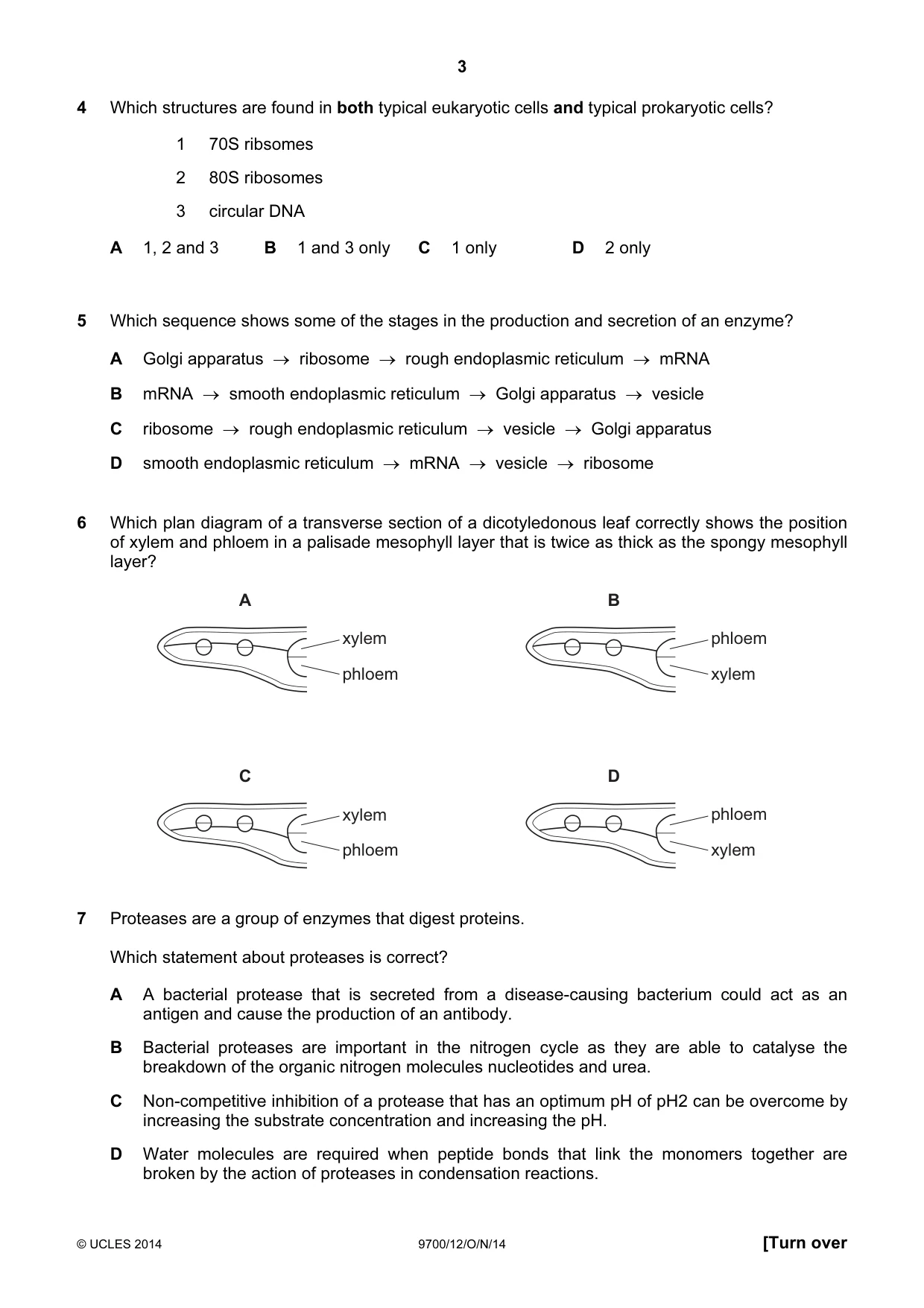 Cambridge A Level Biology 9700 2014 Oct/Nov Paper 1 · Variant 2 question paper, page 3 of 16