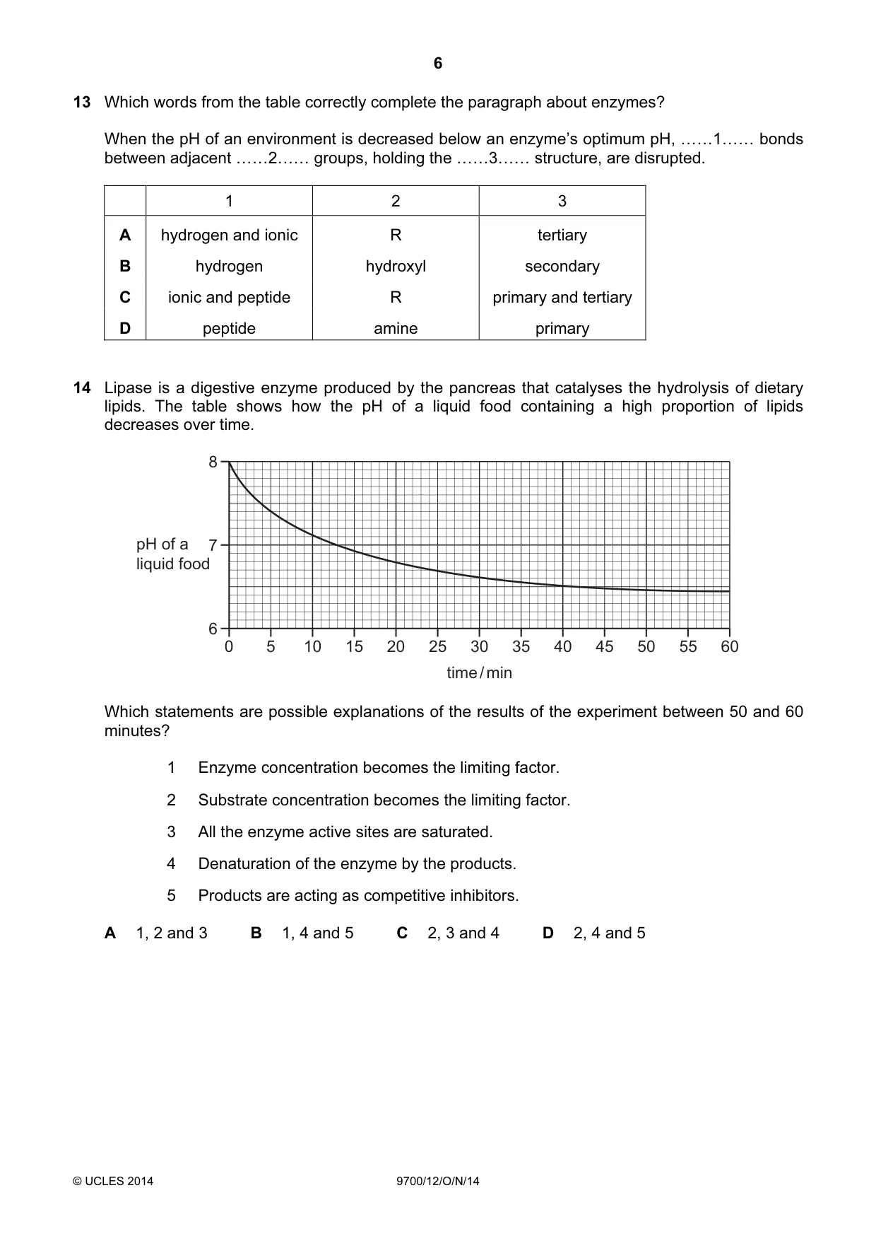 Cambridge A Level Biology 9700 2014 Oct/Nov Paper 1 · Variant 2 question paper, page 6 of 16