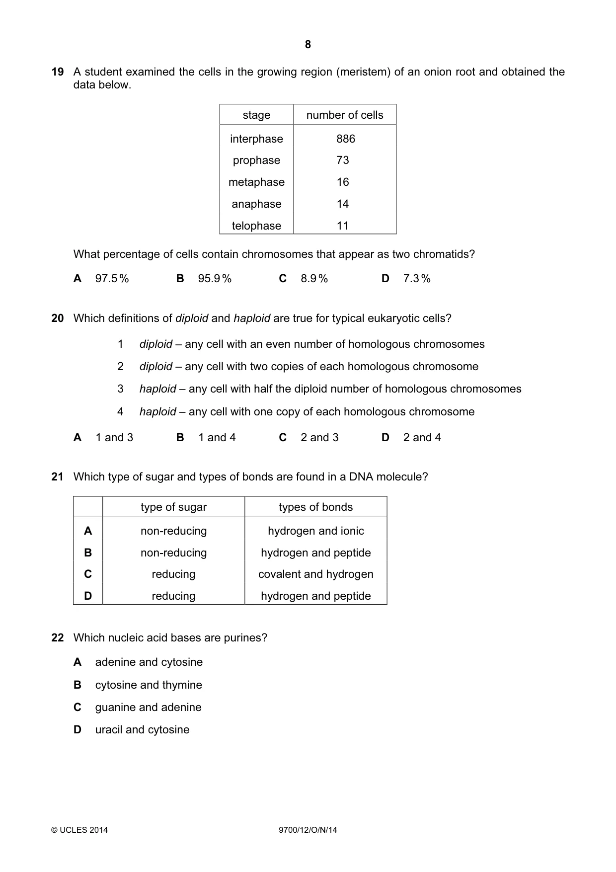 Cambridge A Level Biology 9700 2014 Oct/Nov Paper 1 · Variant 2 question paper, page 8 of 16