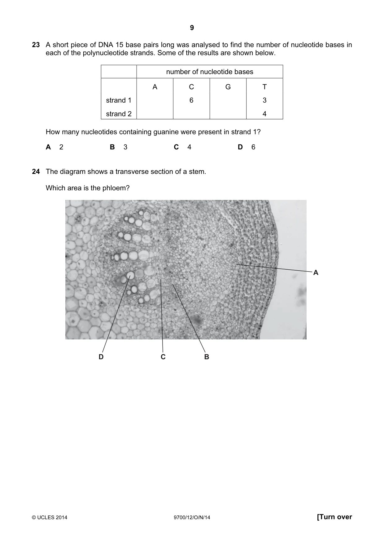 Cambridge A Level Biology 9700 2014 Oct/Nov Paper 1 · Variant 2 question paper, page 9 of 16