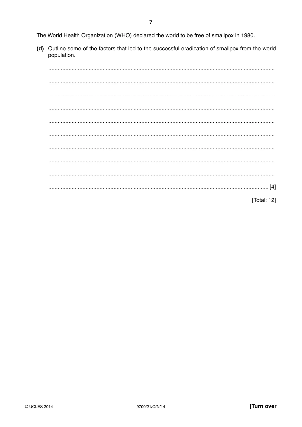 Cambridge A Level Biology 9700 2014 Oct/Nov Paper 2 · Variant 1 question paper, page 7 of 16